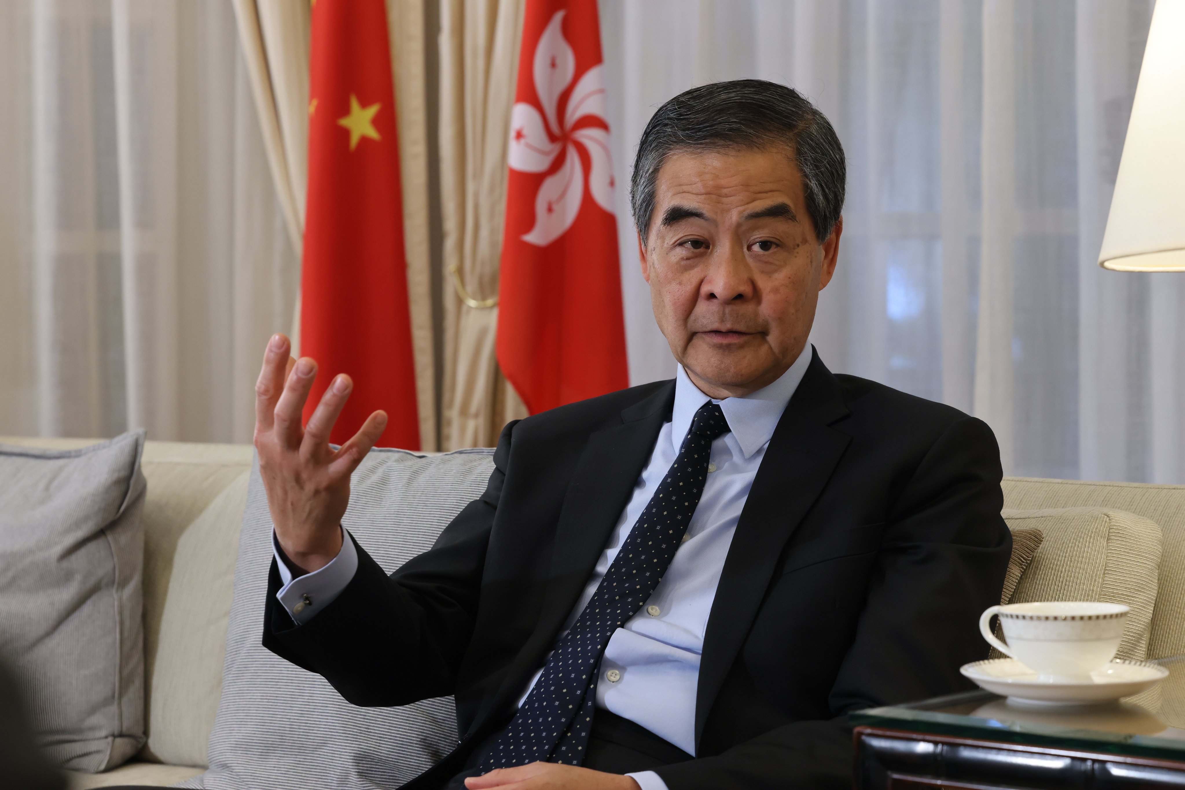 Former city leader CY Leung and a property agency founder are locked in a war of words over housing supply projections. Photo: Dickson Lee