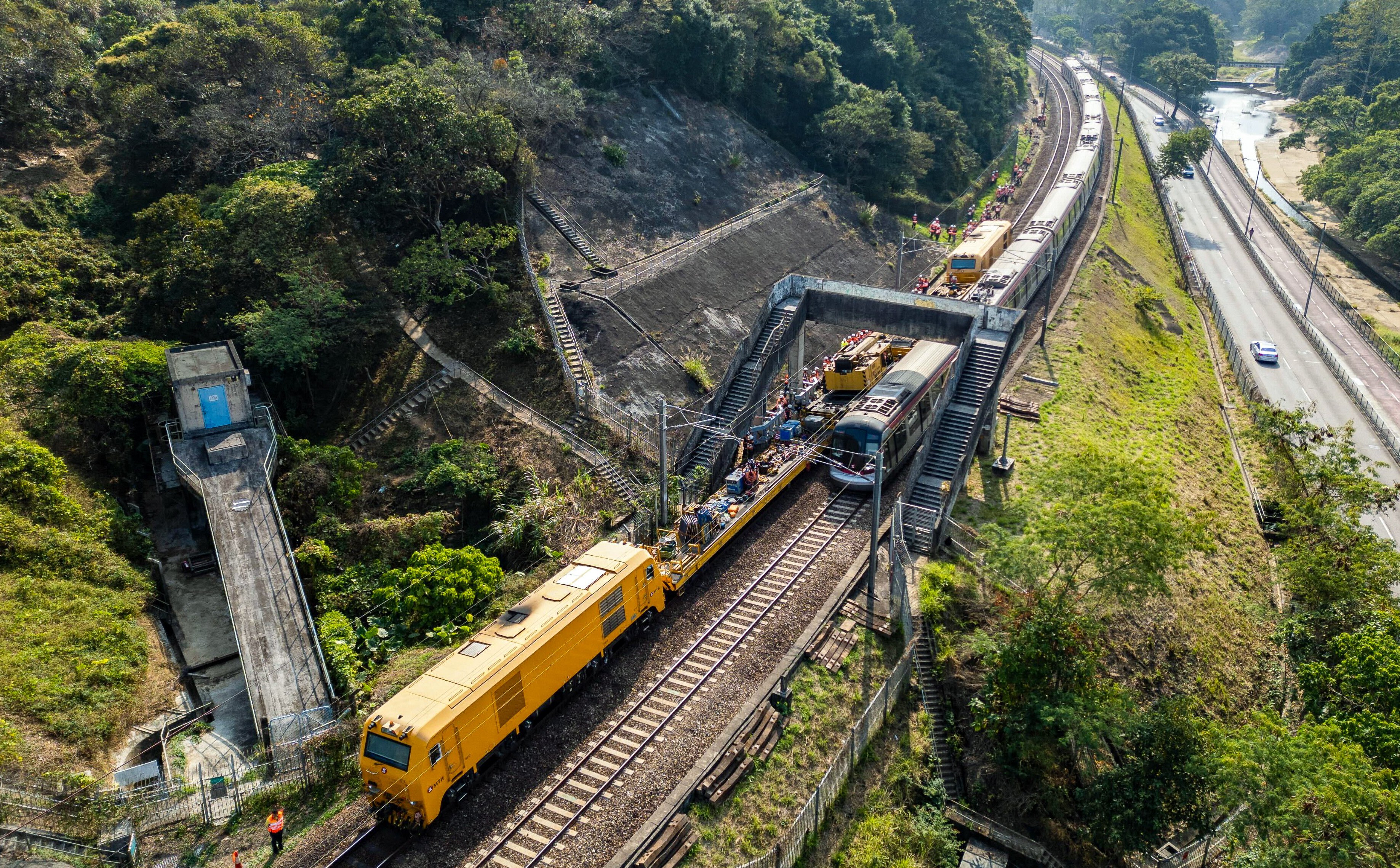 The fault on an engineer’s train occurred near Tai Wo MTR station. Photo: Eugene Lee