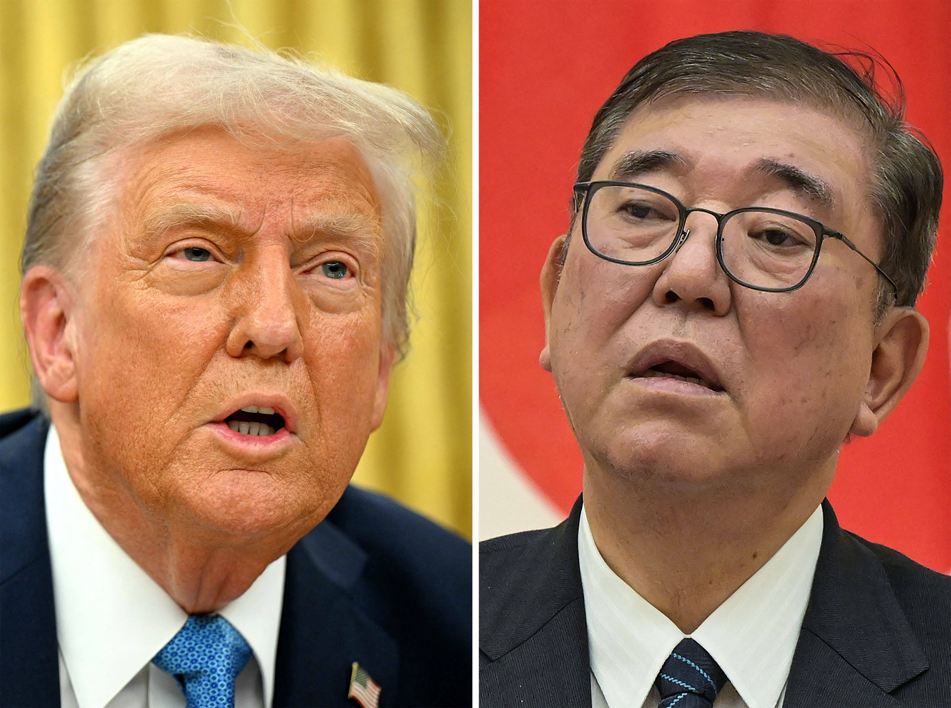 A combination image of US President Donald Trump and Japan’s Prime Minister Shigeru Ishiba. Photo: AFP