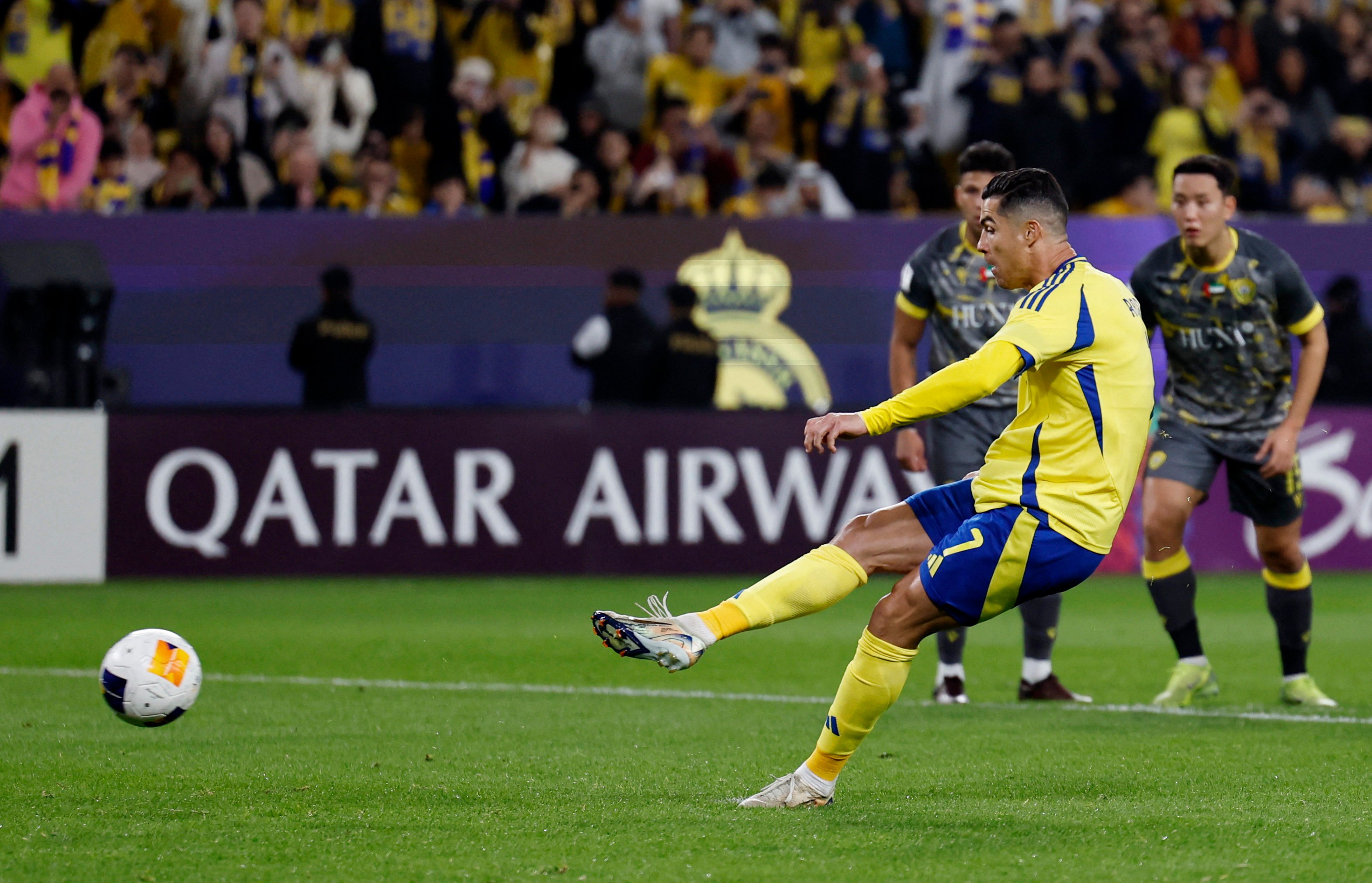 Al Nassr’s Cristiano Ronaldo scores the second goal from the penalty spot in the Saudi team’s 4-0 win over United Arab Emirates side Al-Wasl. Photo: Reuters