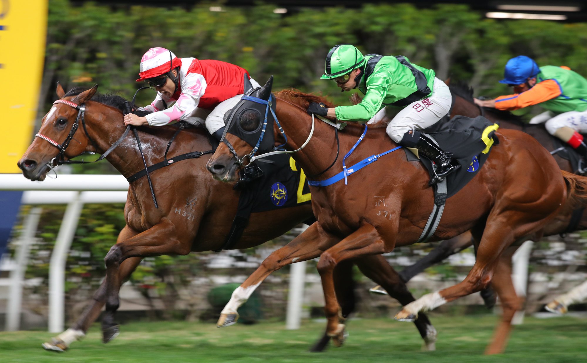 Hayday fends off Super Sixty to score for Matthew Poon.