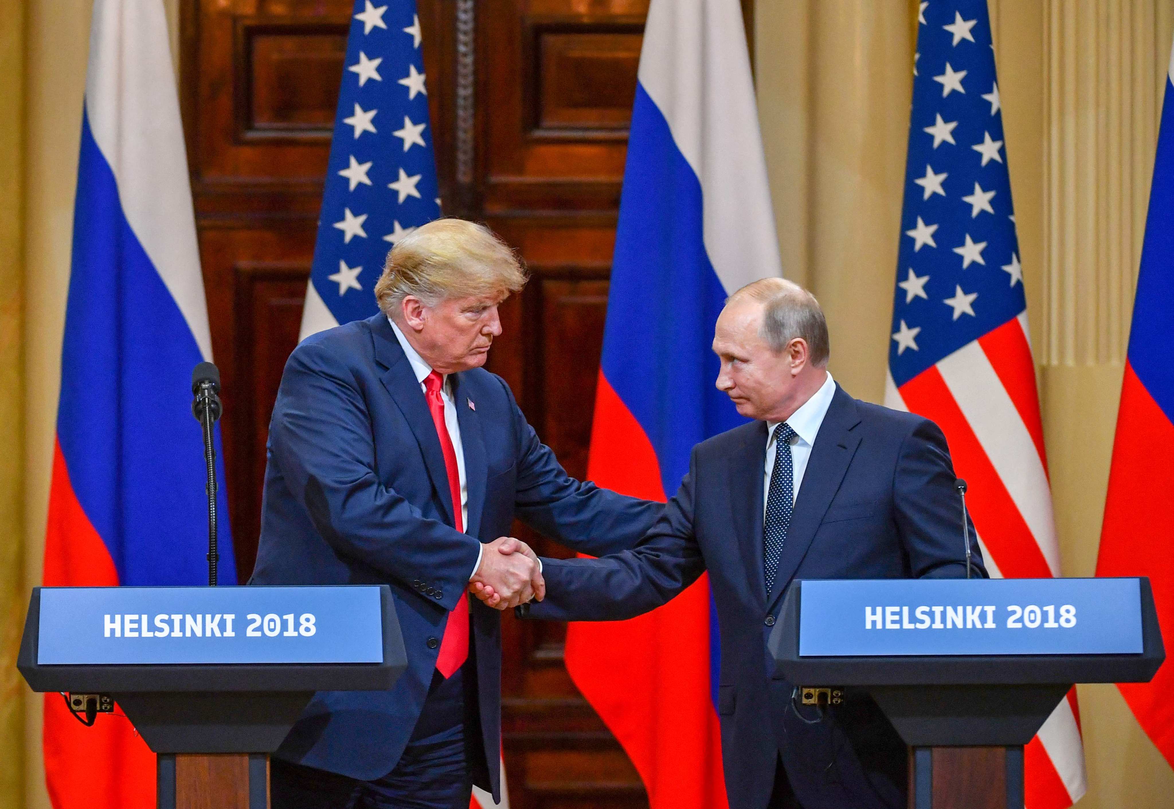 Donald Trump with Russian President Vladimir Putin in Finland in 2018. Photo: AFP
