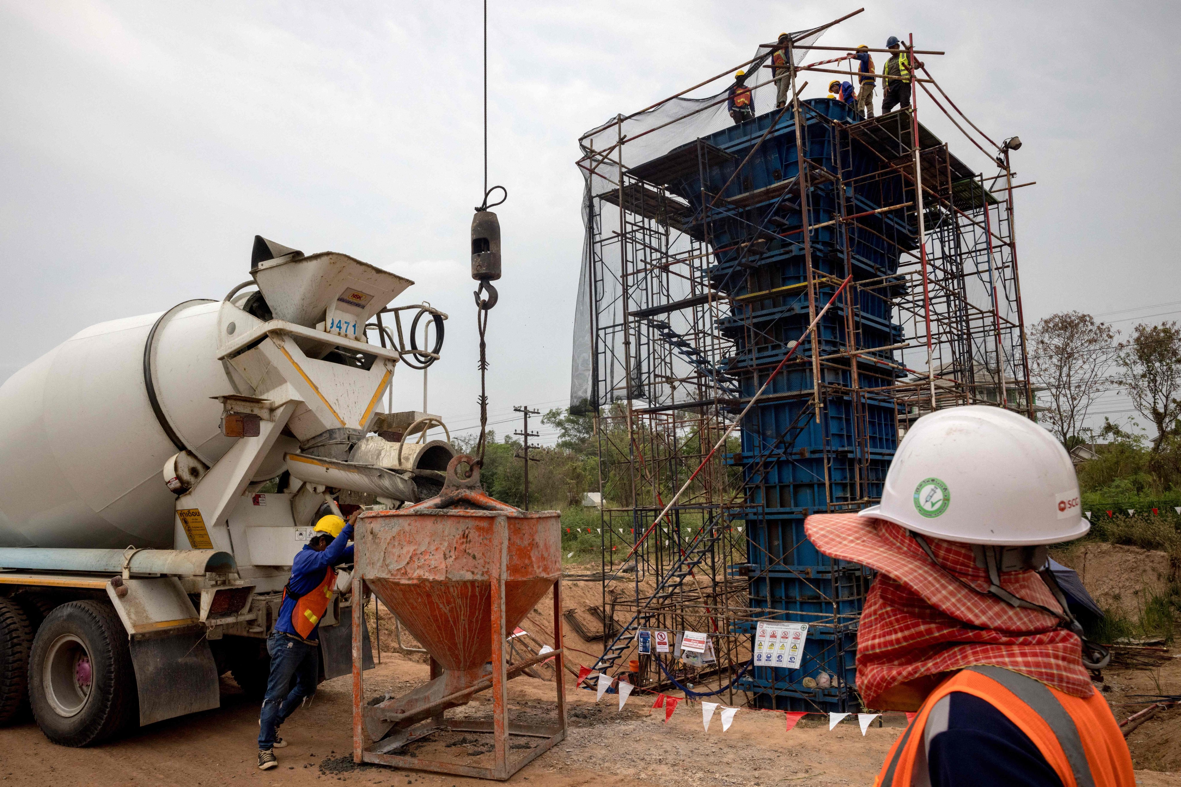 Construction work under way on the first phase of the high-speed railway project in Thailand’s Nakhon Ratchasima province in March 2023. Photo: AFP