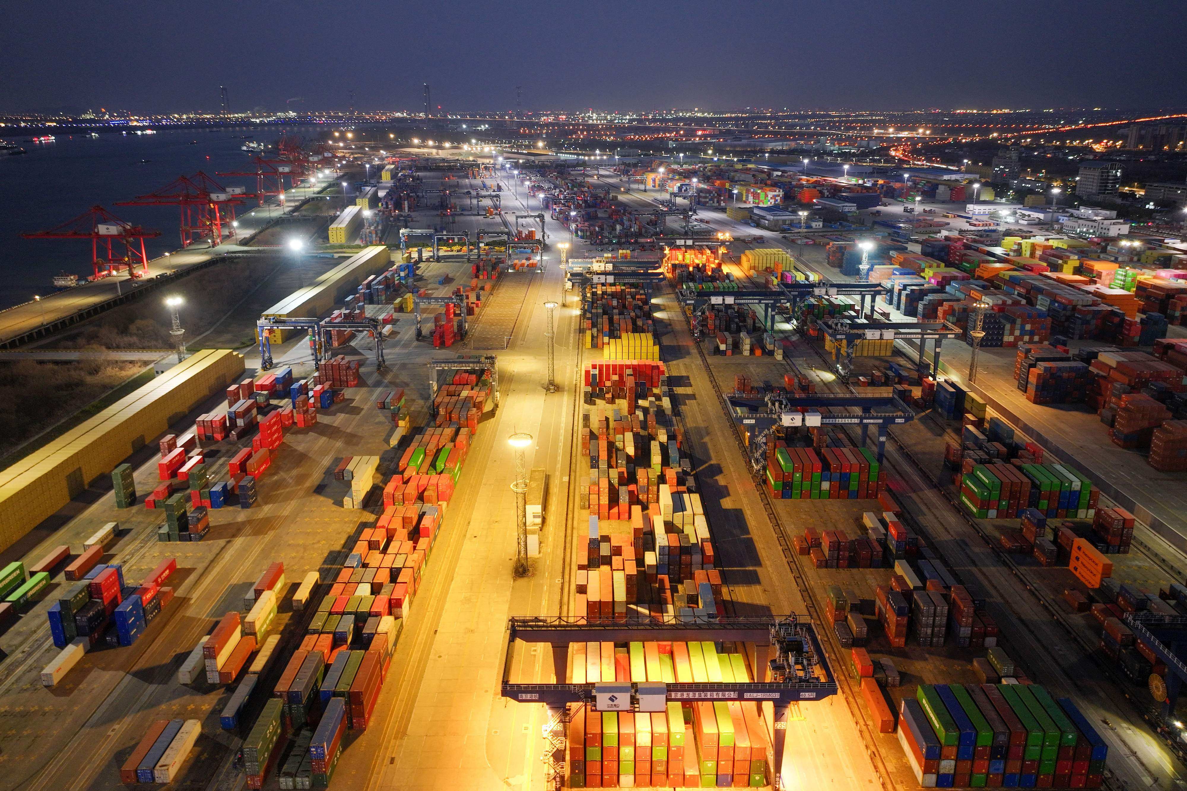 Containers at the port in Nanjing, Jiangsu province, on Wednesday. Photo: AFP