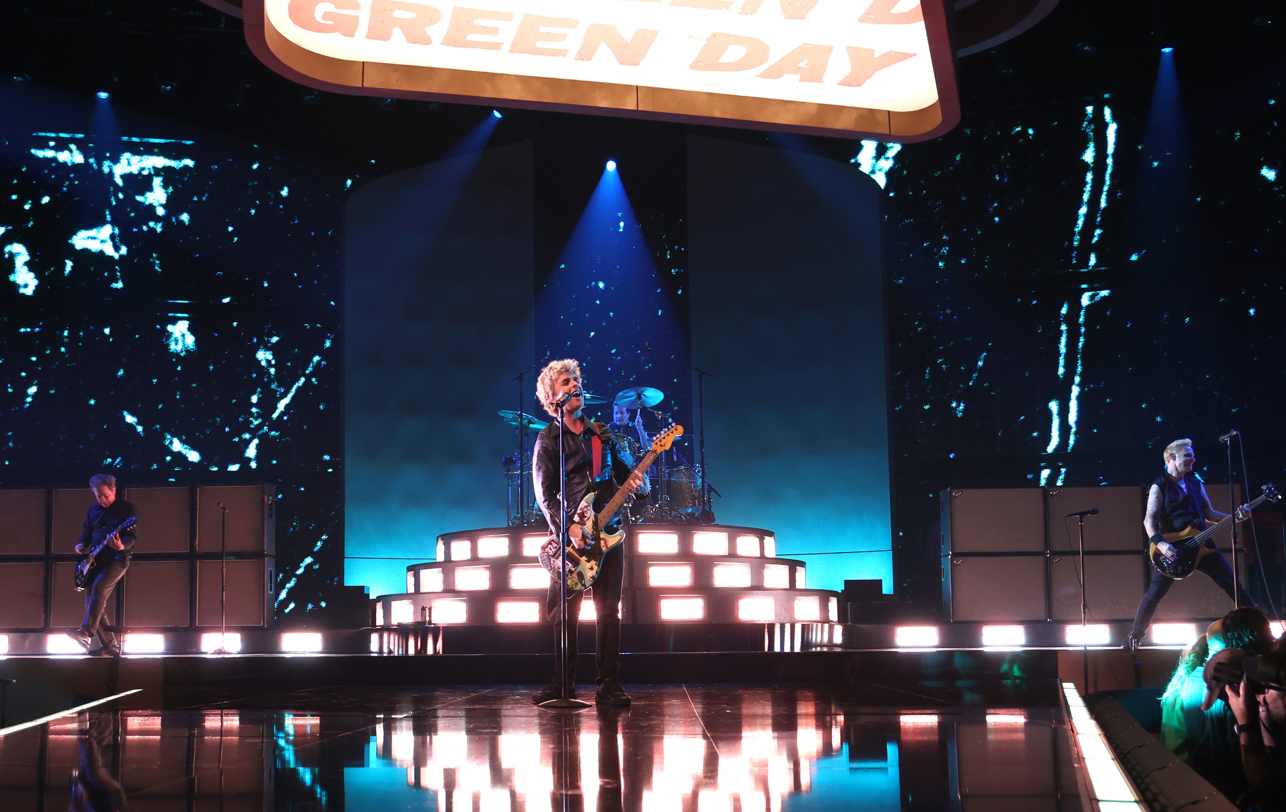 Tre Cool, Billie Joe Armstrong and Mike Drint of Green Day perform at Amazon Music Live Concert Series 2023 in Los Angeles, California, in October 2023. Photo: Getty Images