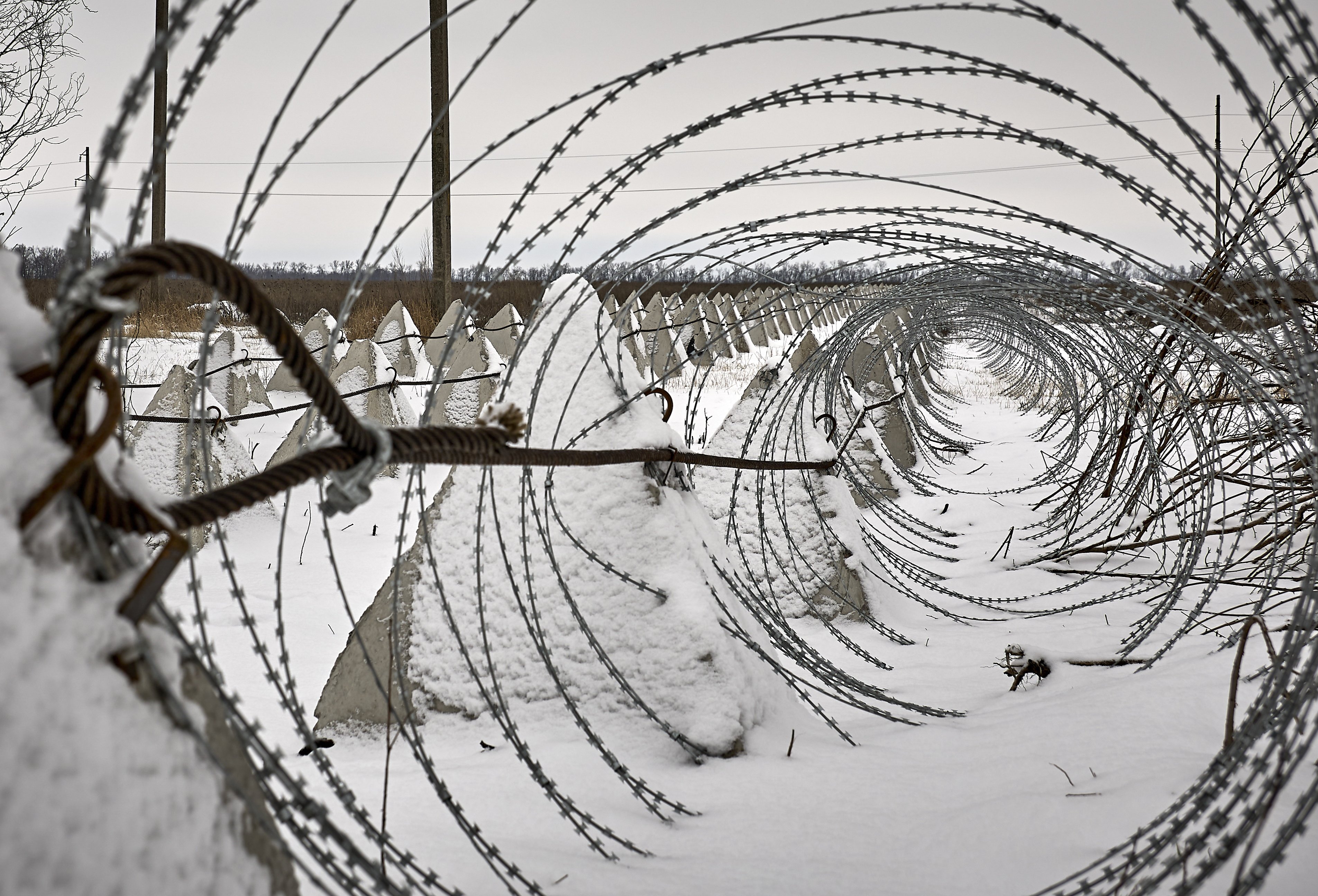 A fortification line at an undisclosed location in Ukraine’s Kharkiv region on Thursday amid the ongoing Russian invasion. Photo: EPA-EFE