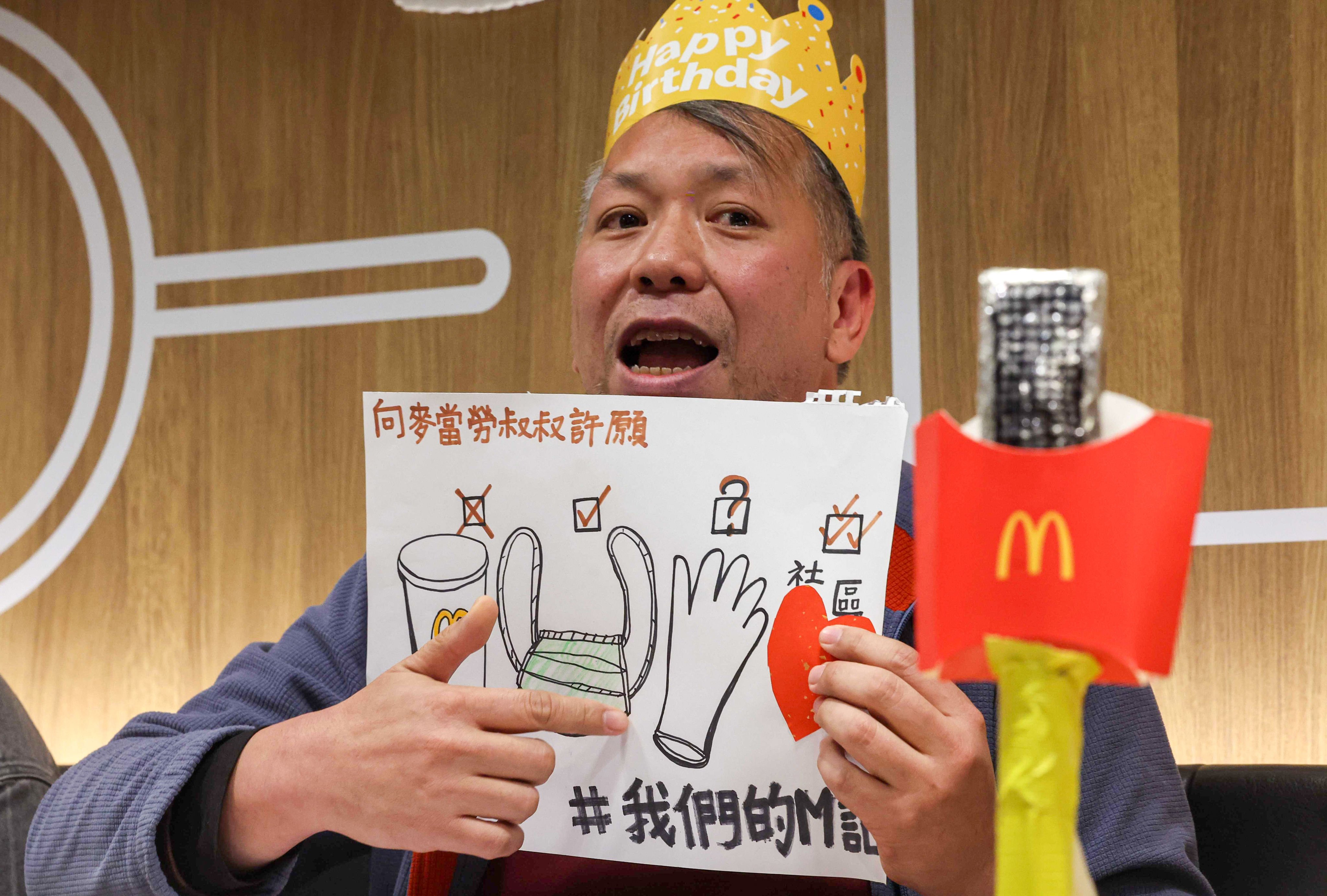 Artist Luke Ching has called on McDonald’s to offer face masks and proper protective gloves for workers. Photo: Edmond So