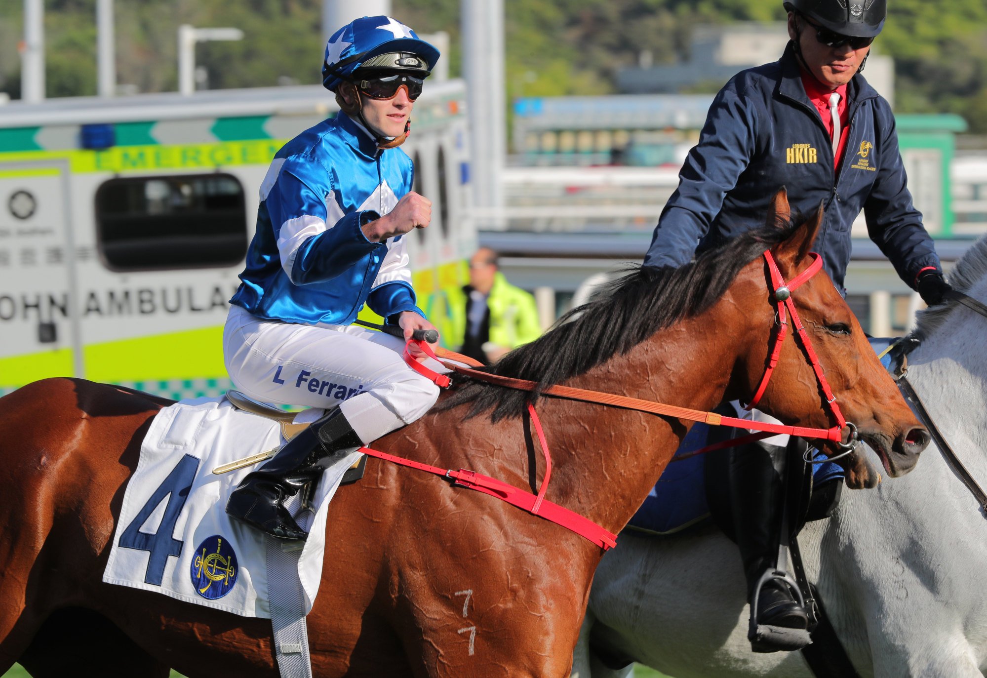 Luke Ferraris celebrates his Class One triumph on Lucky With You.