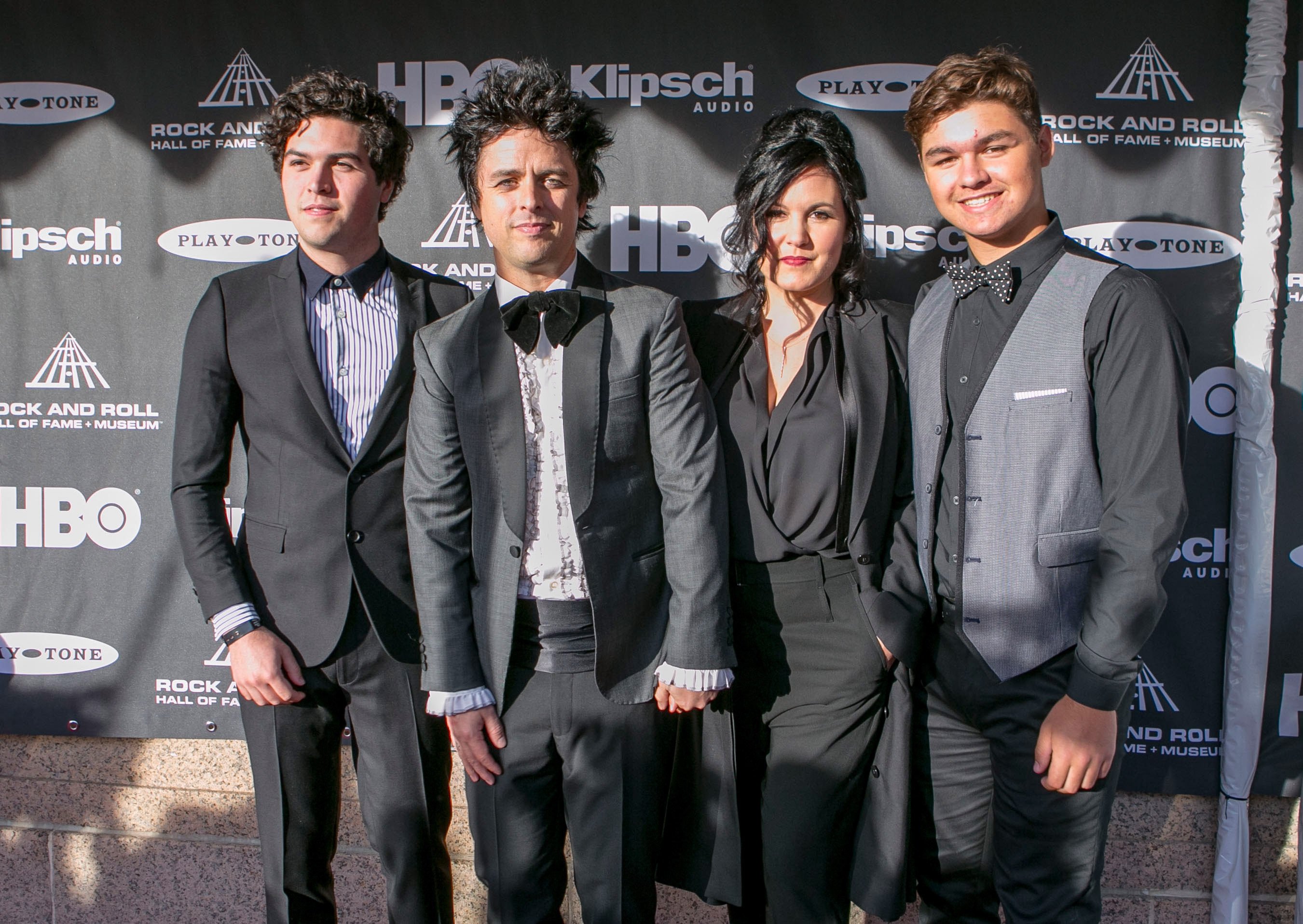 Joey Armstrong, Billie Joe Armstrong, Adrienne Armstrong and Jakob Armstrong together at the 30th Annual Rock and Roll Hall of Fame Induction Ceremony in April 2015. Photo: FilmMagic