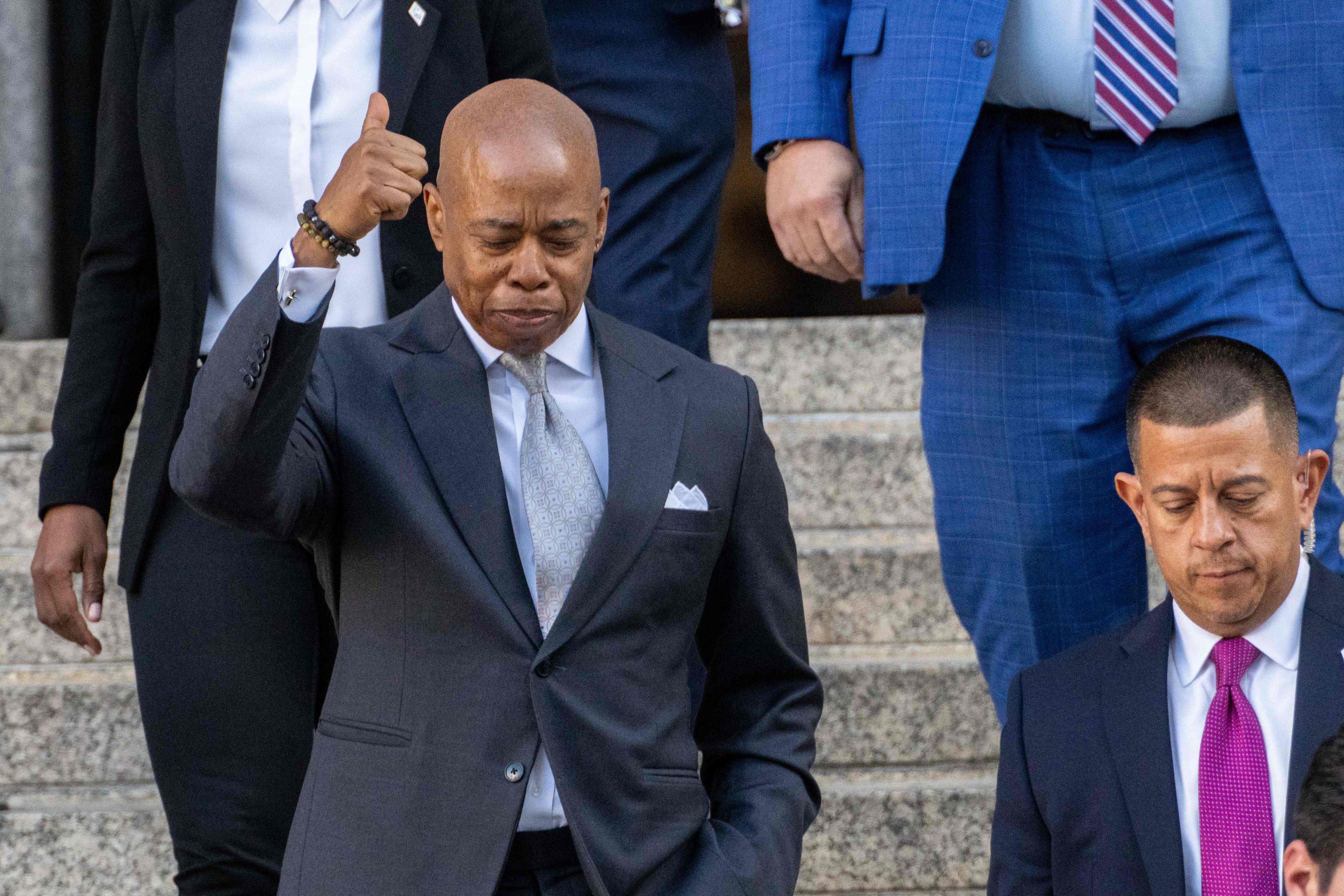 Mayor Eric Adams departs federal court in New York City in November. File photo: AFP