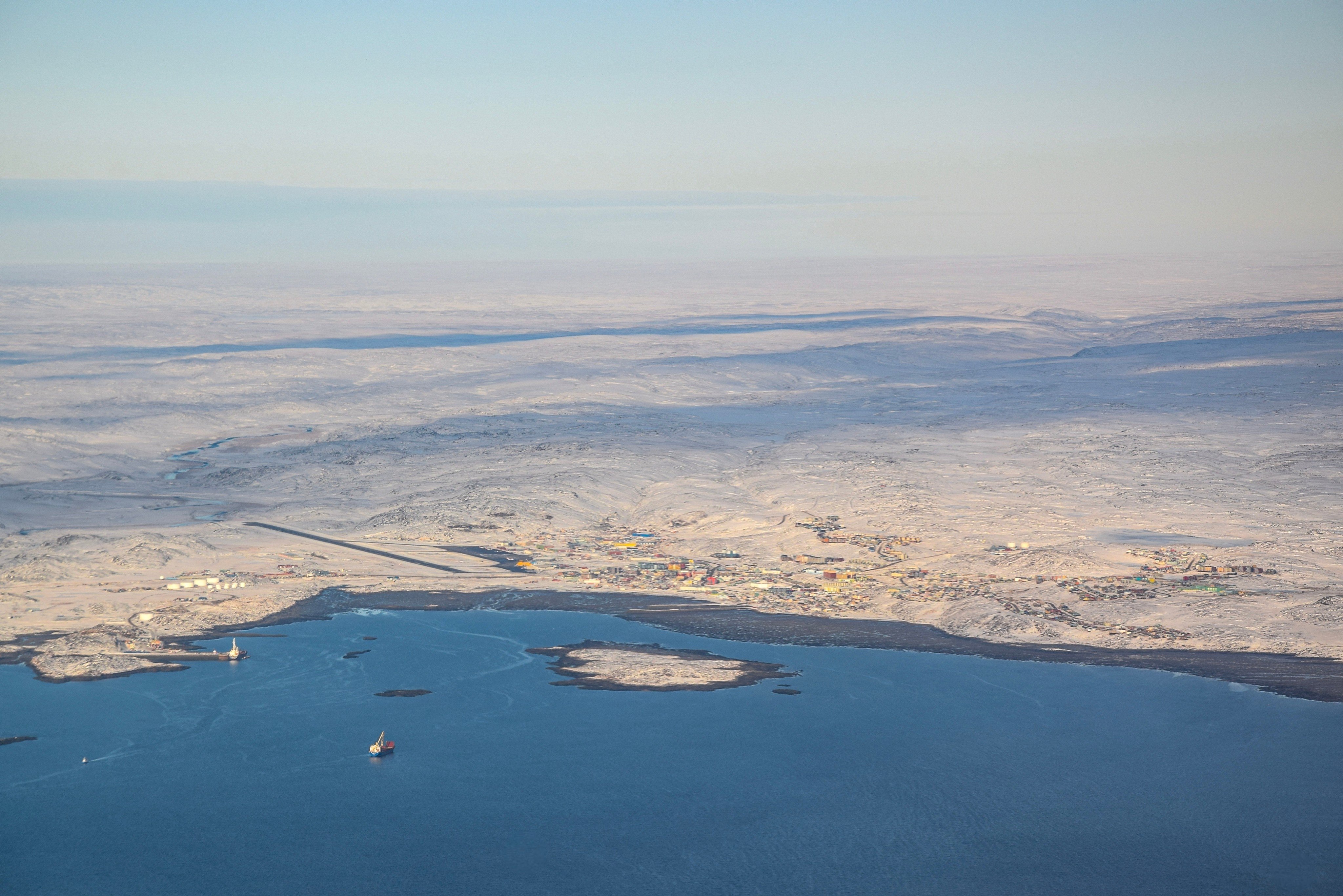 A distant view of the city of Iqaluit, the capital of the Nunavut Arctic territory, Canada. Photo: Shutterstock