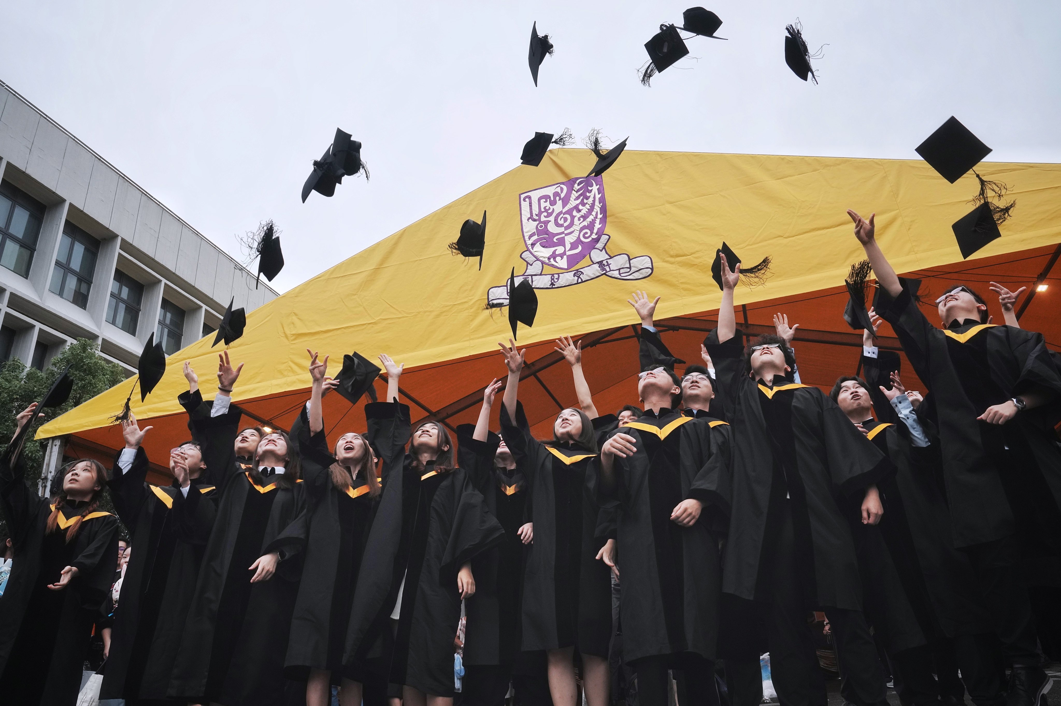 Chinese University of Hong Kong graduates celebrate. Photo: Elson Li
