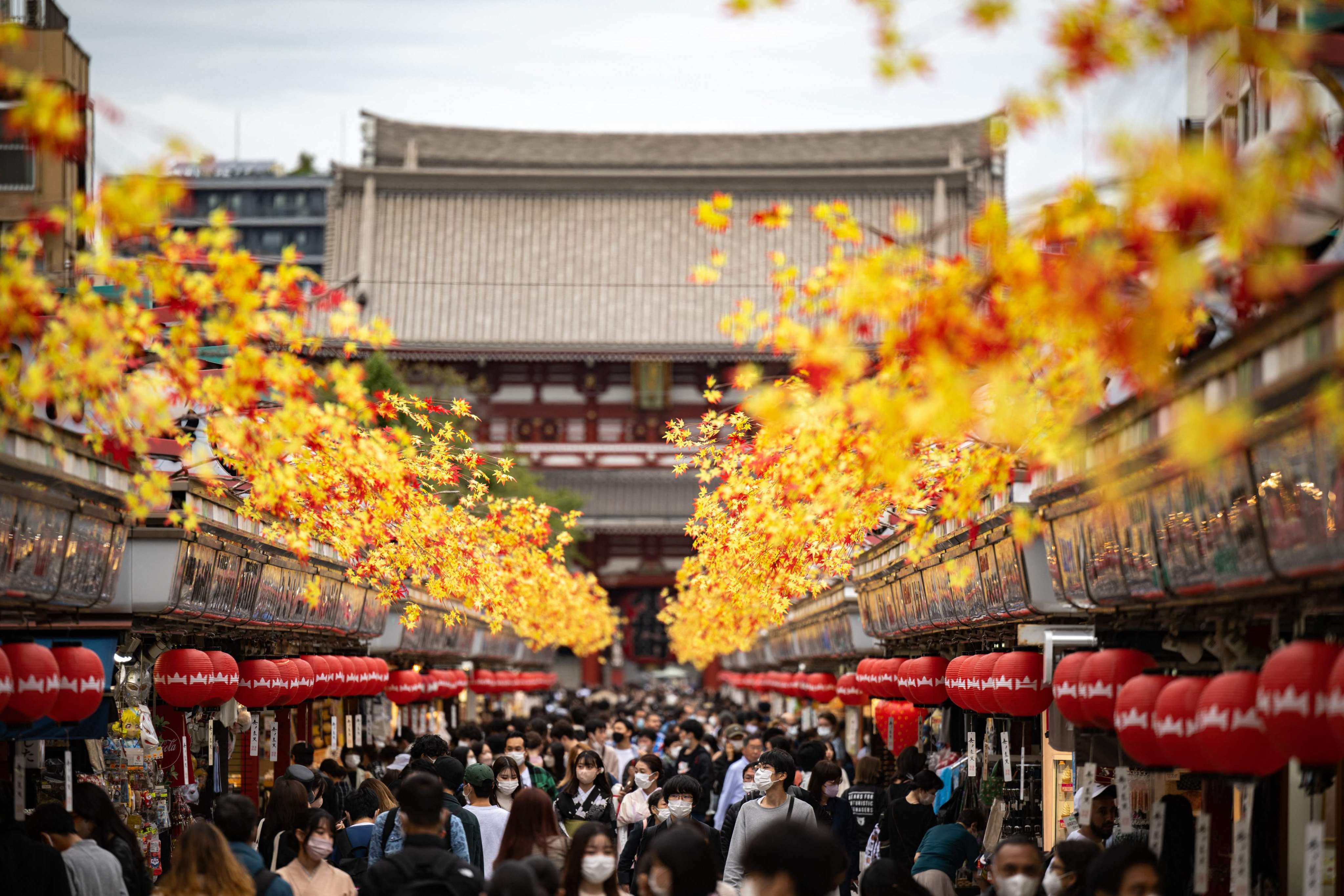 People visit Sensoji Temple, a popular tourist location in Tokyo. Photo: AFP