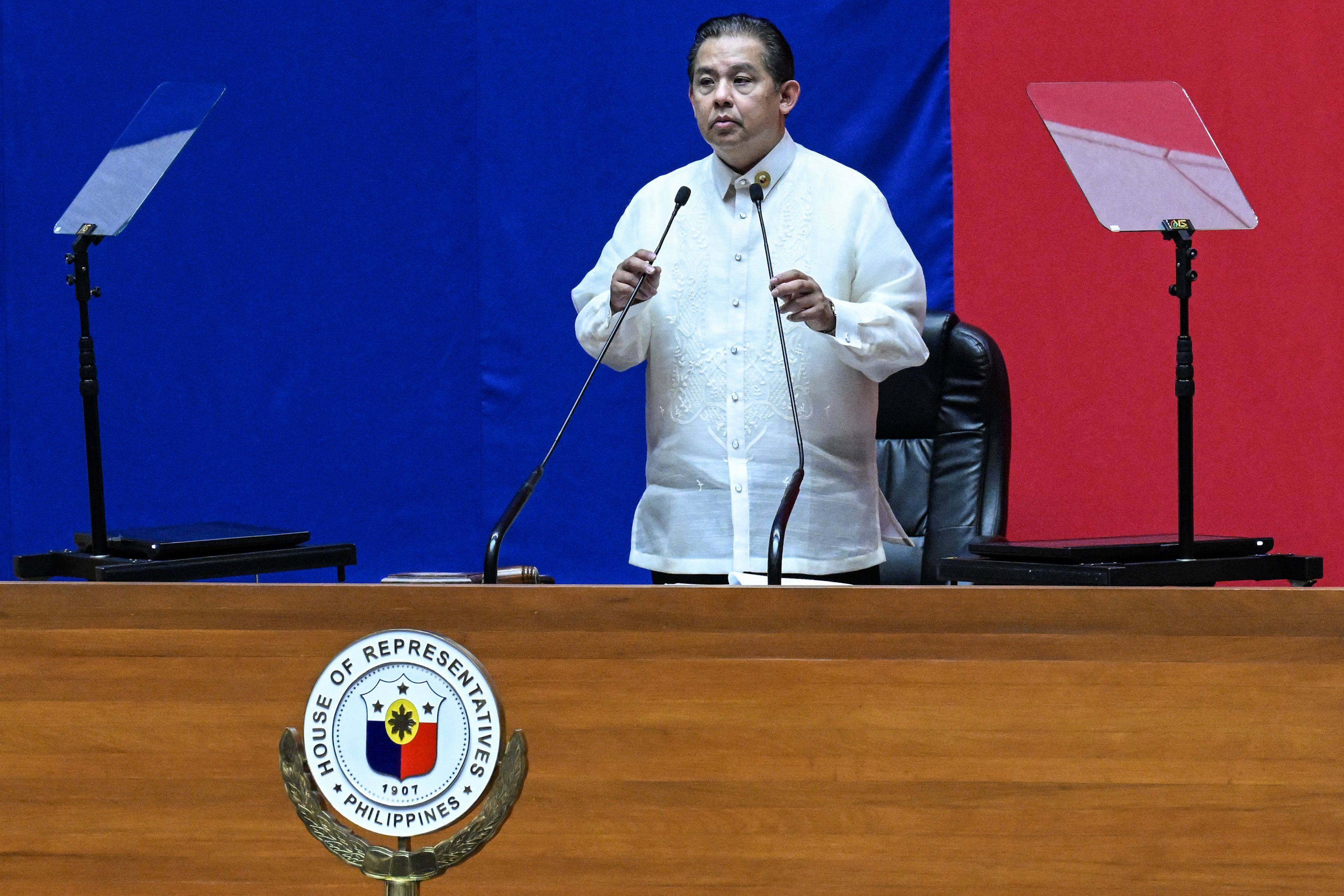 Speaker of the House Martin Romualdez speaks during a session at the House of Representatives building in Quezon City, Metro Manila on February 5. Photo: AFP