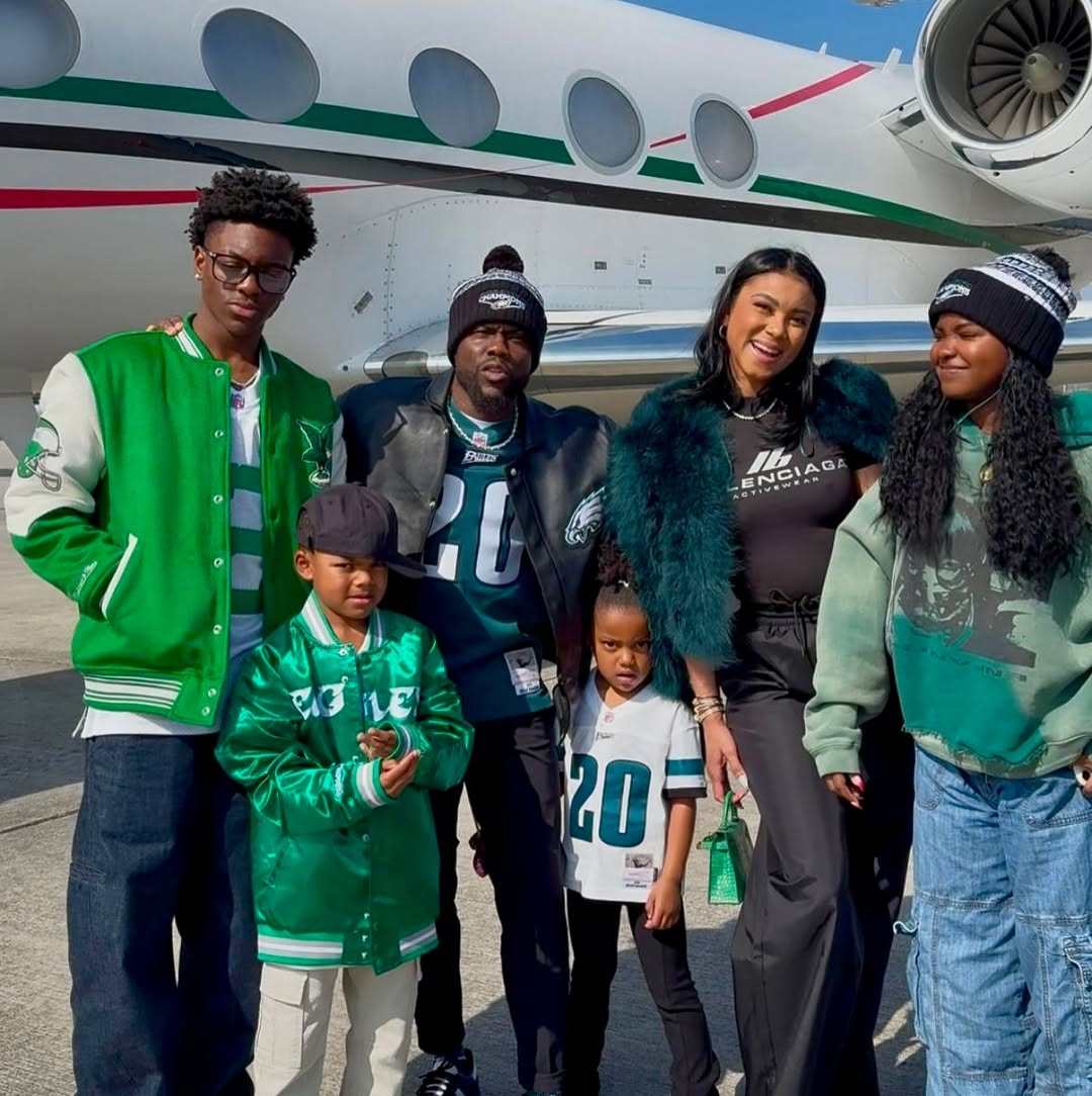 Kevin Hart and his son Hendrix, who he brought along to the Super Bowl this past weekend. Photo: @kevinhart/Instagram 