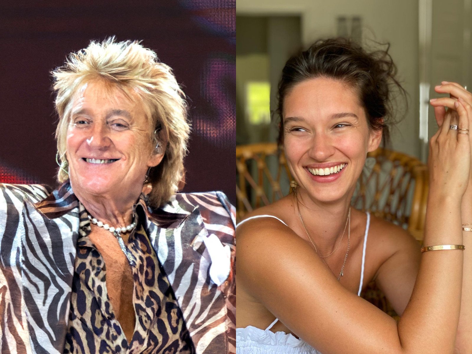 Rod Stewart’s daughter Renee Stewart, plotting her own route through life. Photos: Reuters, @renee__stewart/Instagram