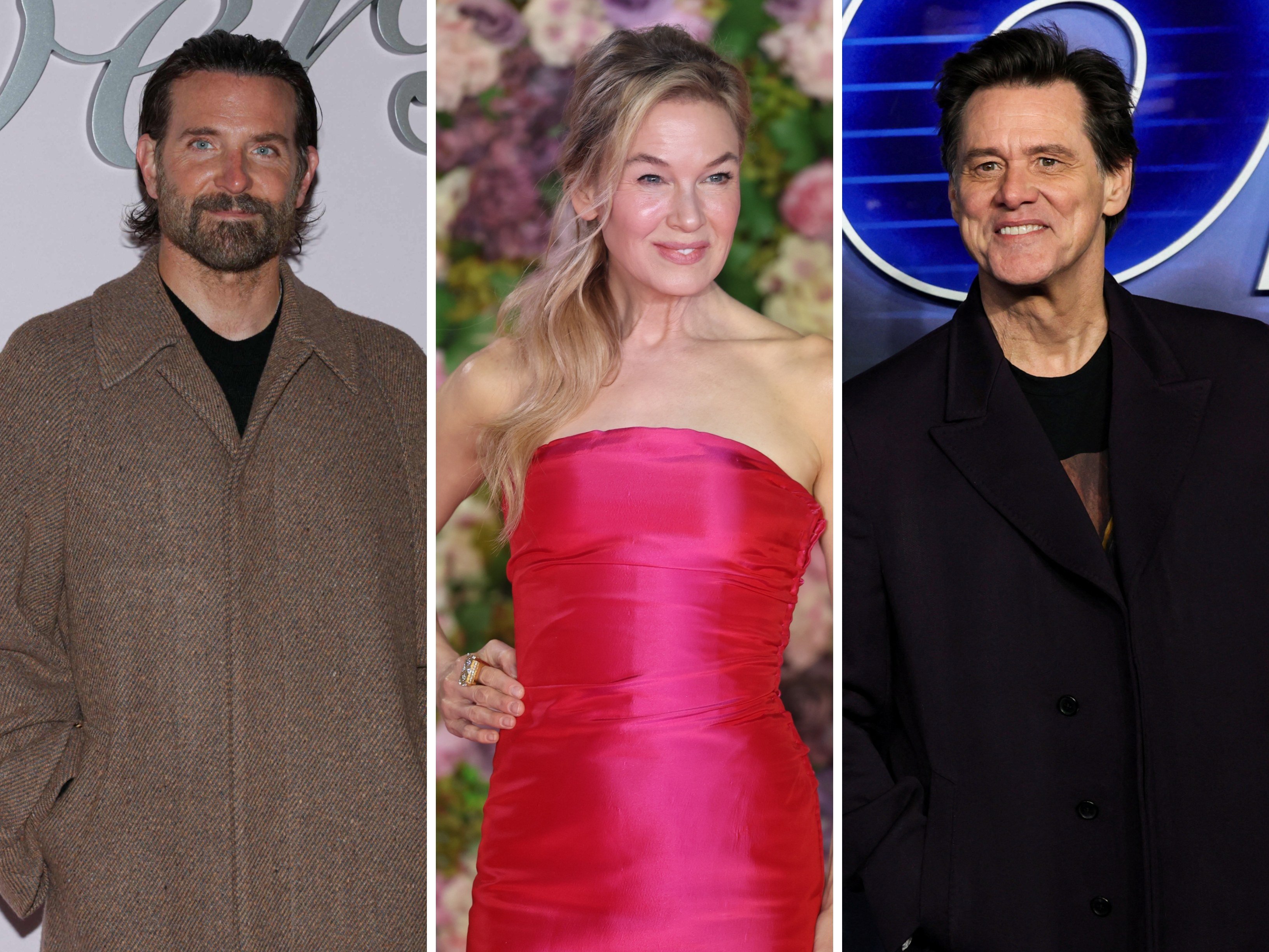 Renée Zellweger’s diary – a dating history, featuring Jim Carrey (right) and Bradley Cooper. Photos: AFP, EPA, Reuters