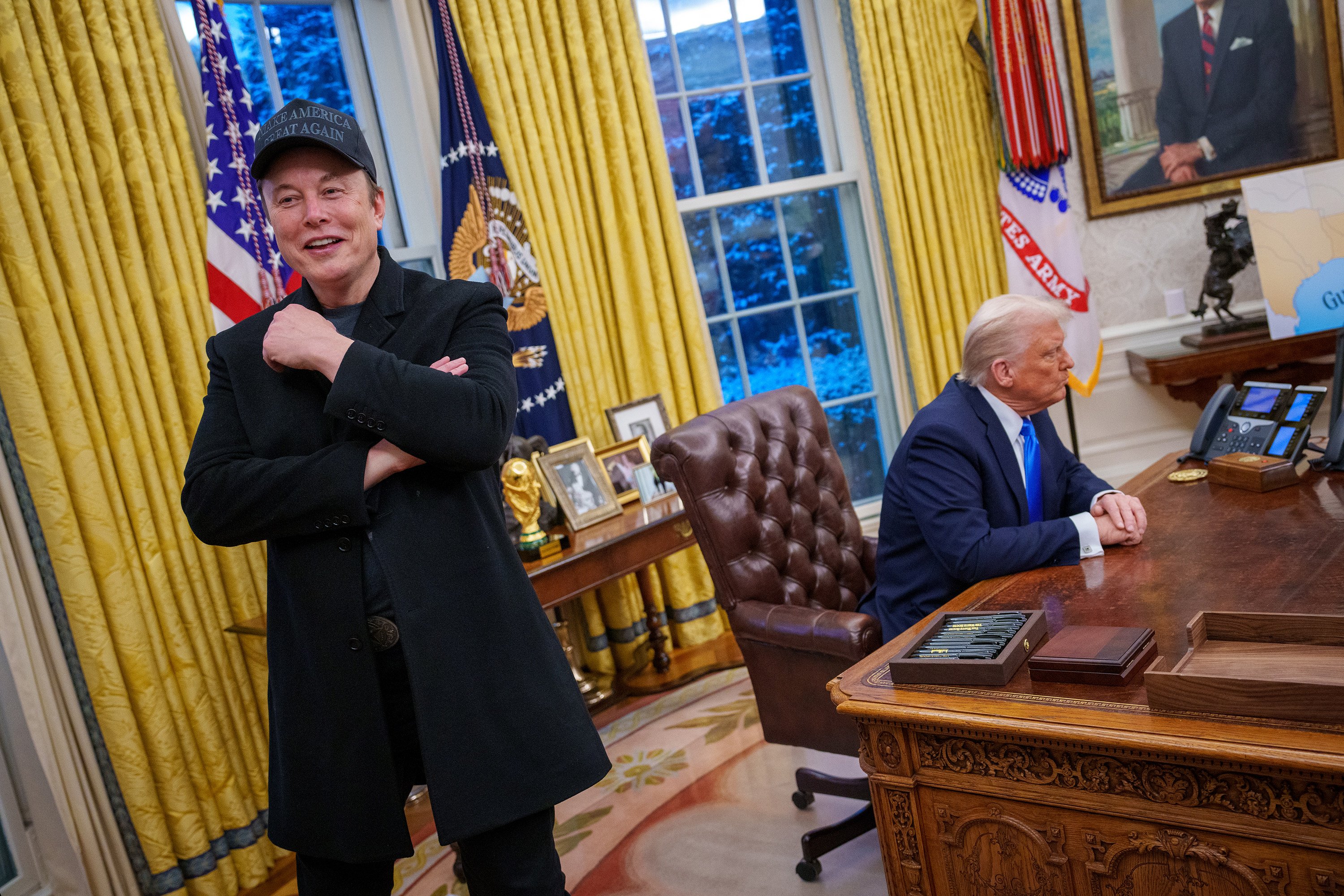 Elon Musk (left) and US President Donald Trump in the Oval Office at the White House on February 11. Photo: TNS