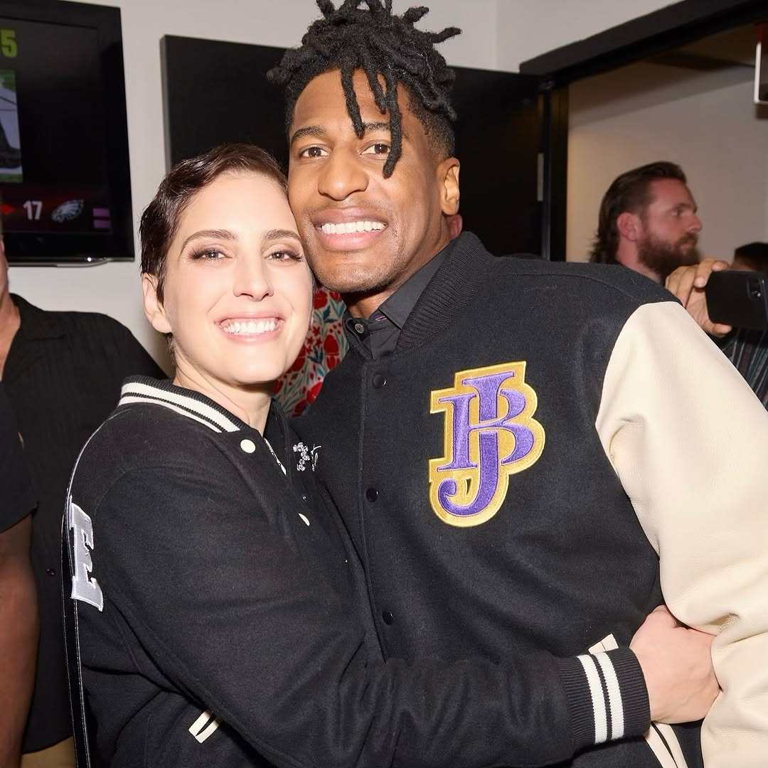 Jon Batiste and his wife Suleika Jaouad were all smiles at the Super Bowl. Photo: suleikajaouad/Instagram
