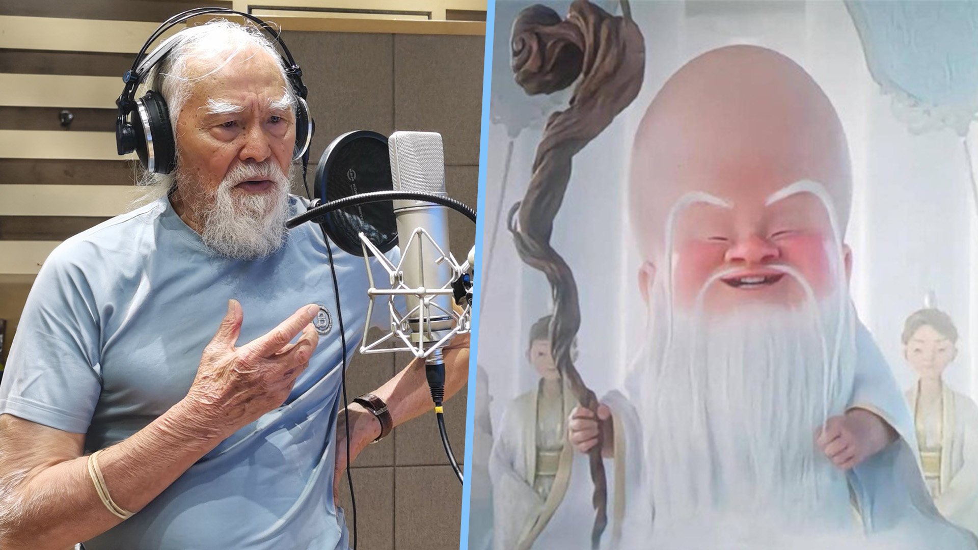 Wang Deshun, dubbed China’s “coolest grandpa”, is back in the limelight, voicing over a villainous character in the animated blockbuster Ne Zha 2. Photo: SCMP composite/Weibo/Douyin