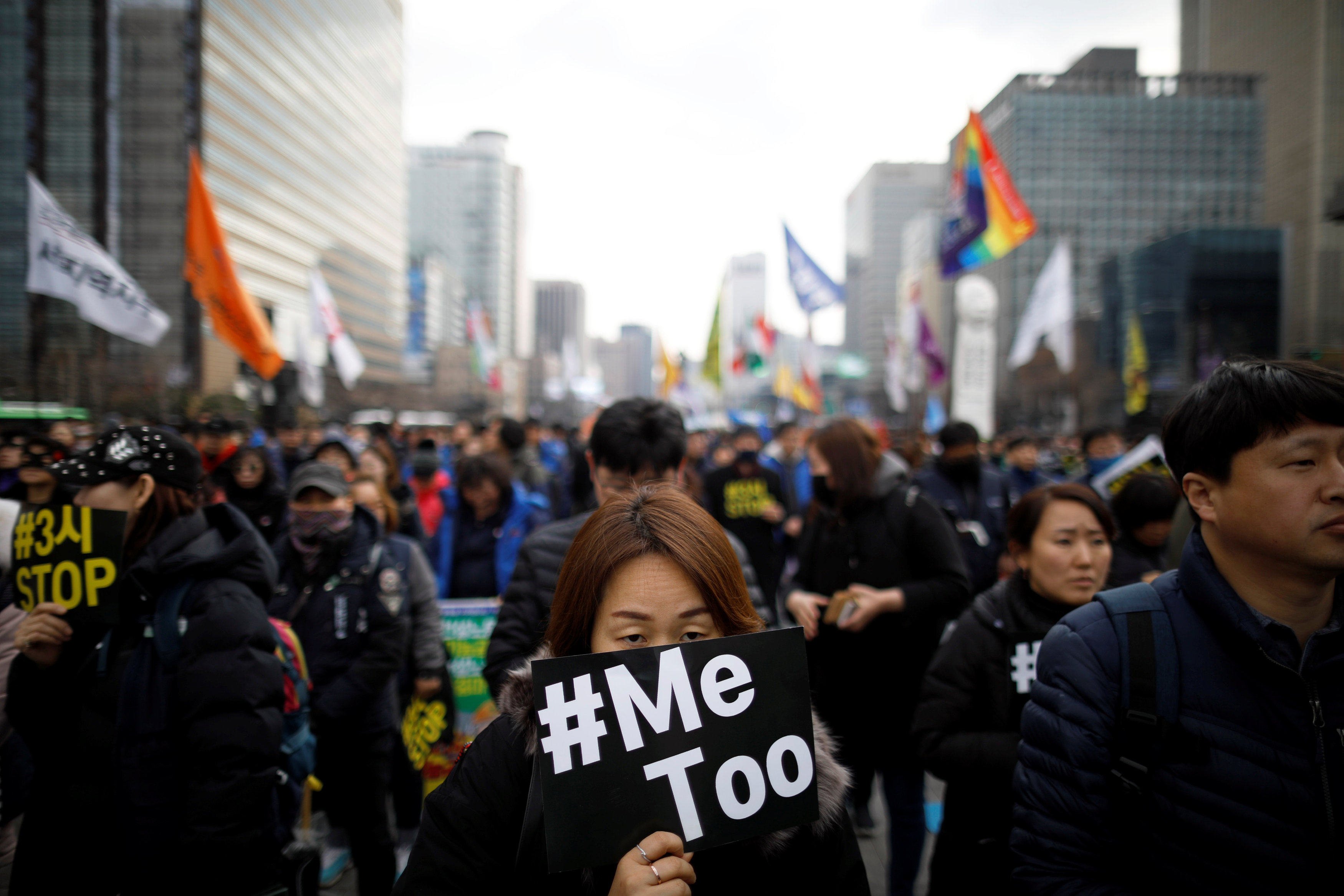 People attend a rally as part of the #MeToo movement in Seoul in 2018. Photo: Reuters
