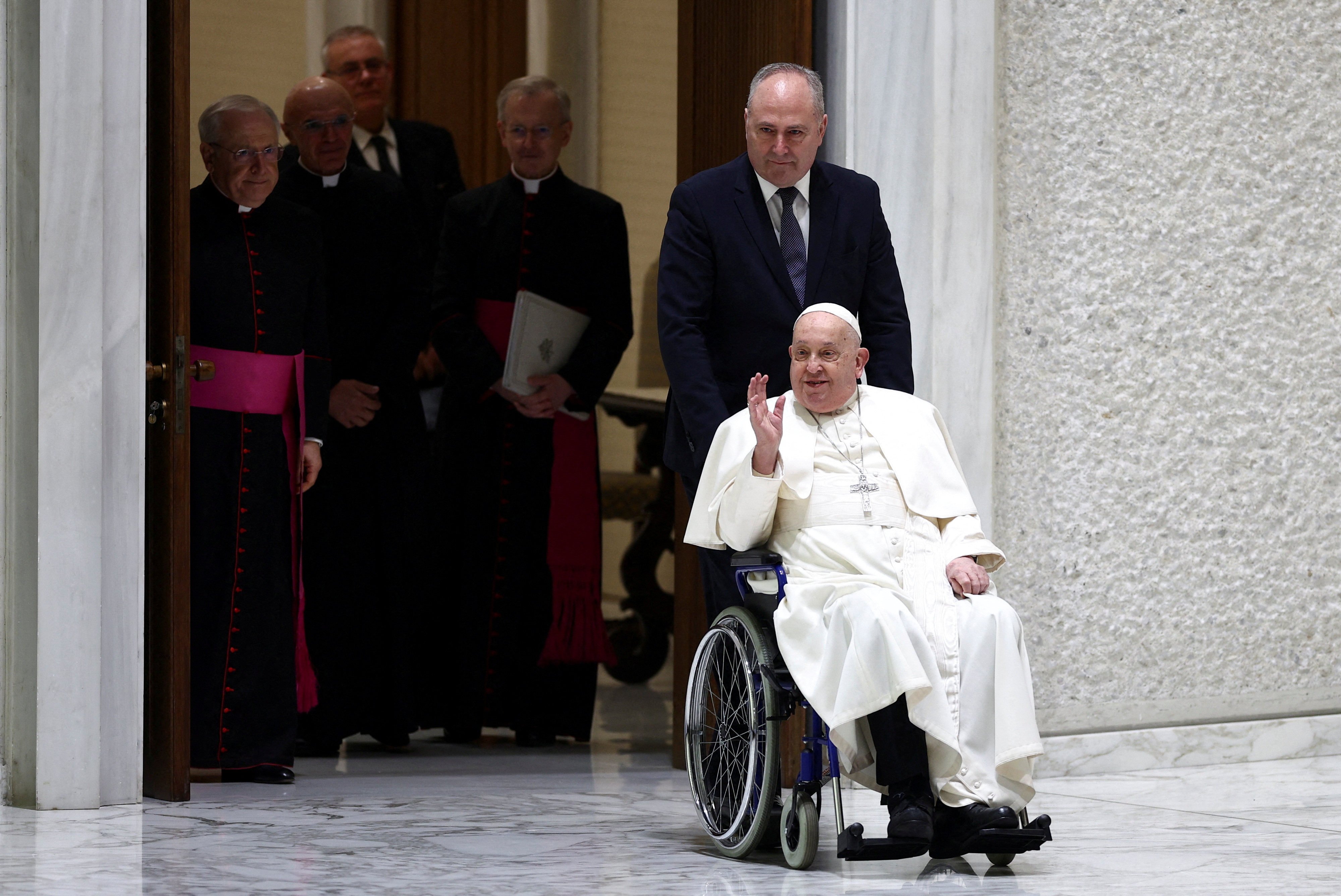 Pope Francis arrives for the weekly general audience in the Vatican on February 12, 2025. Photo: Reuters