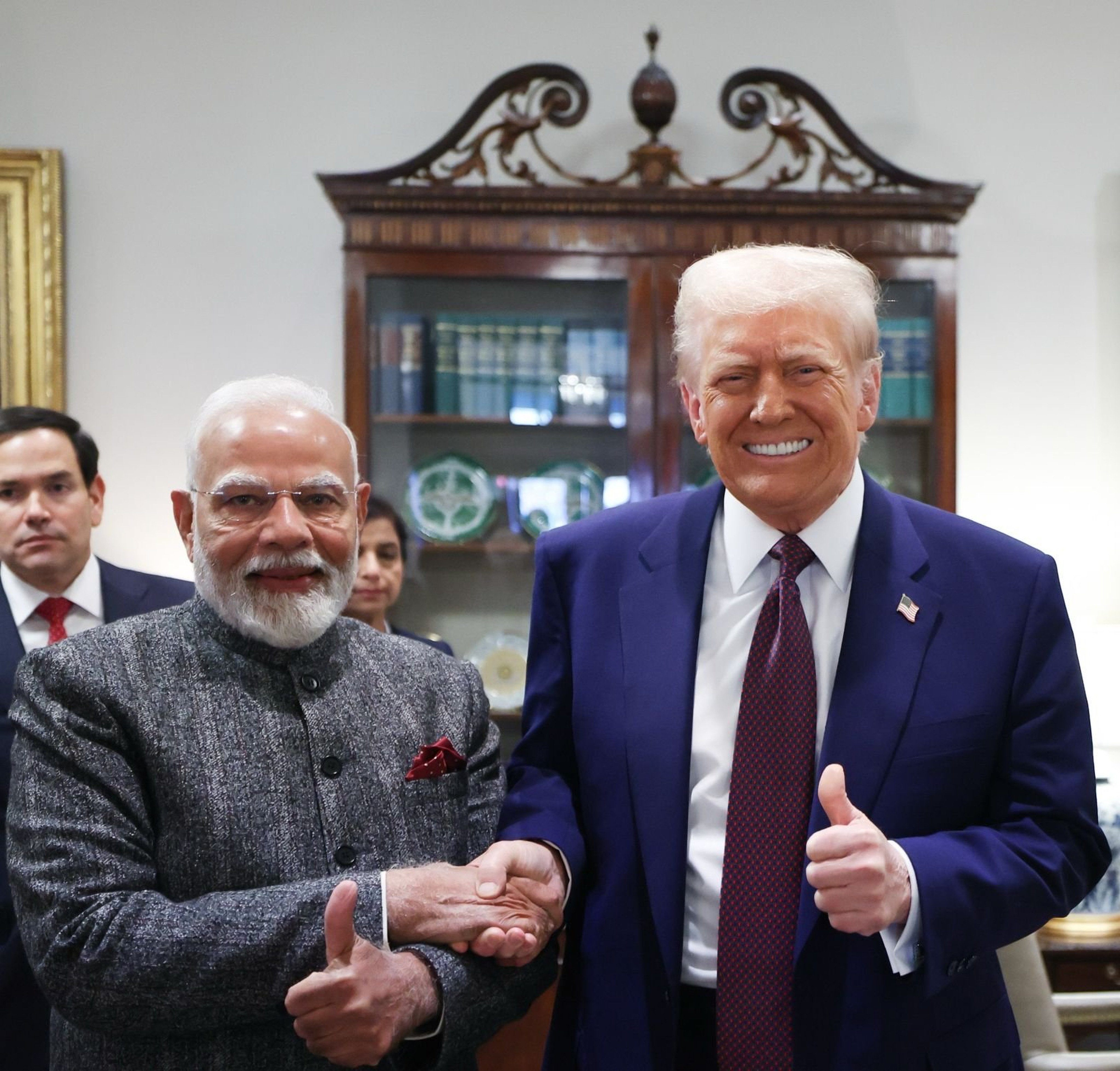 Indian Prime Minister Narendra Modi and US President Donald Trump at the White House on Thursday. Photo: X/ narendramodi