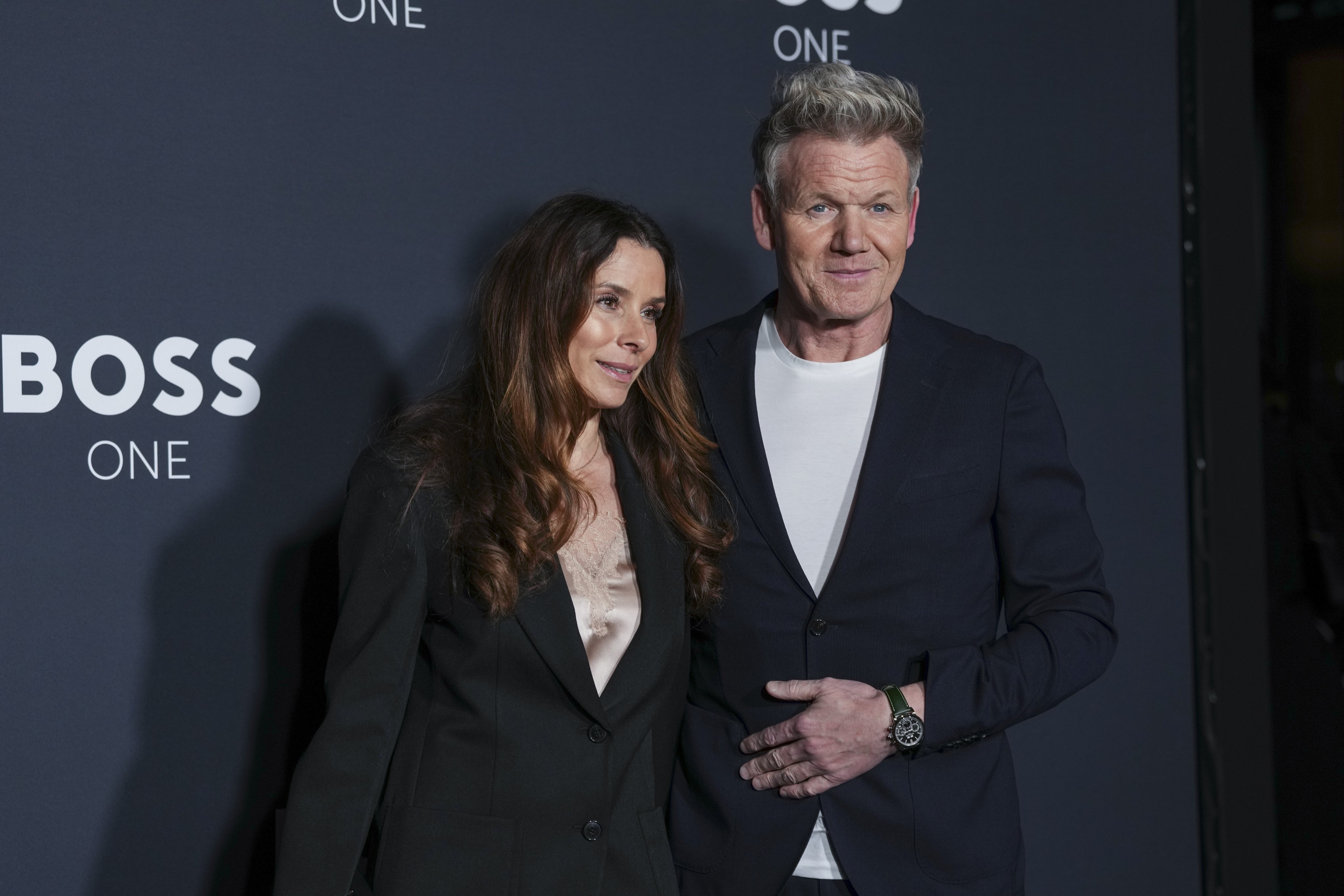 Tana Ramsay, left, and Gordon Ramsay at the Boss One x David Beckham launch in January 025 in London. Photo: AP