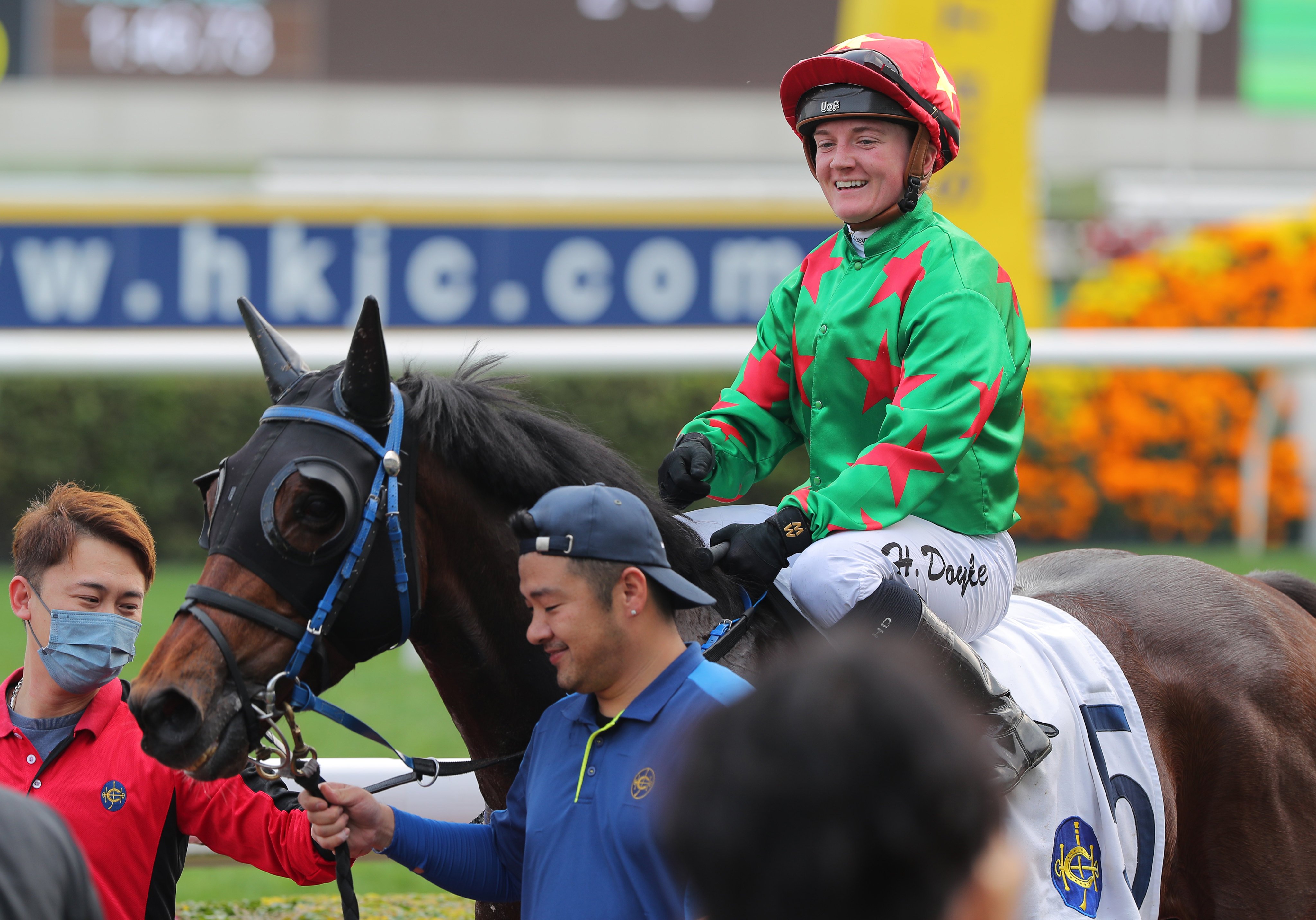 Hollie Doyle is all smiles after saluting aboard Billionaire Secret. Photo: Kenneth Chan