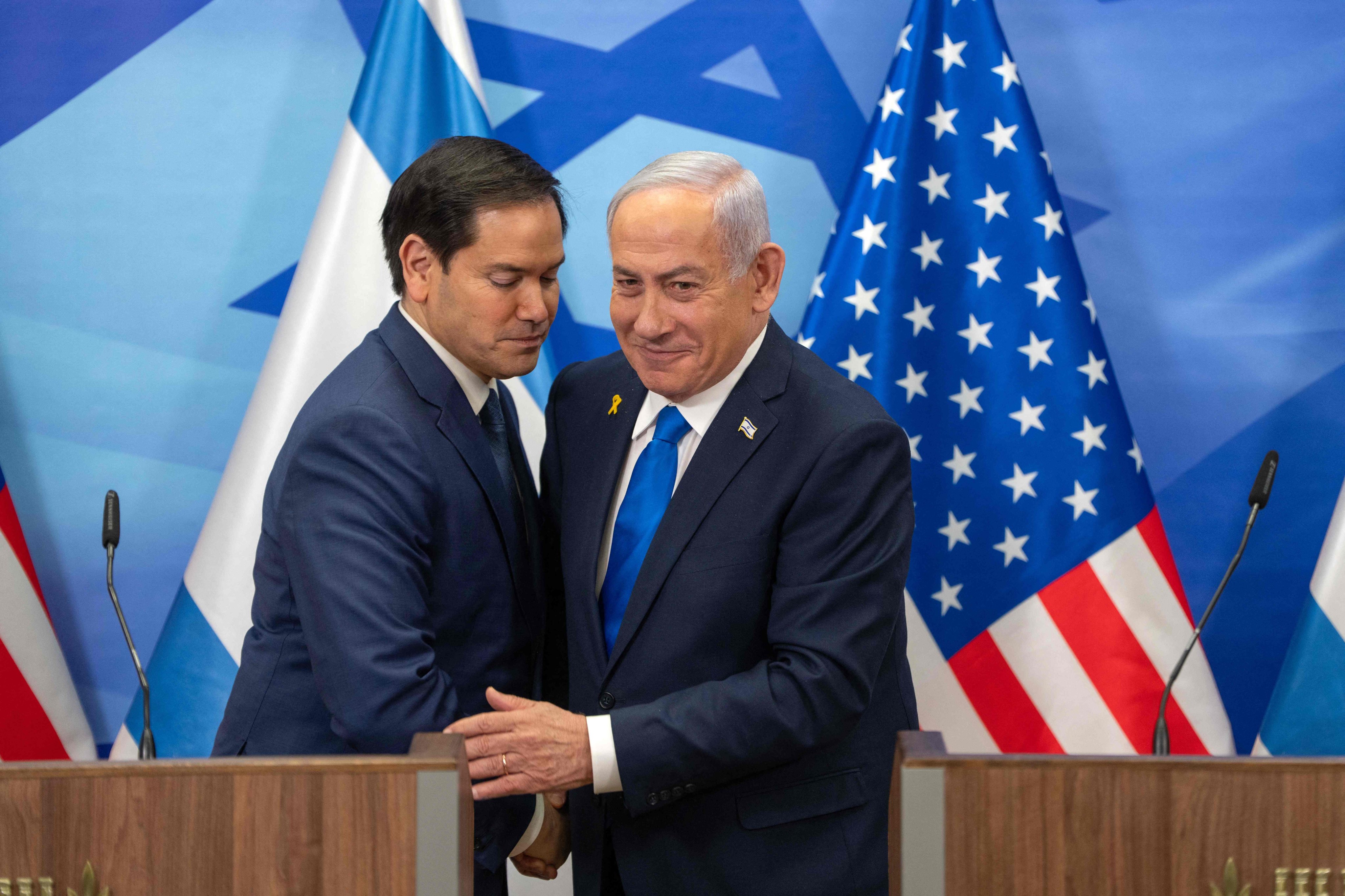 US Secretary of State Marco Rubio and Israeli Prime Minister Benjamin Netanyahu on Sunday. Photo: AFP