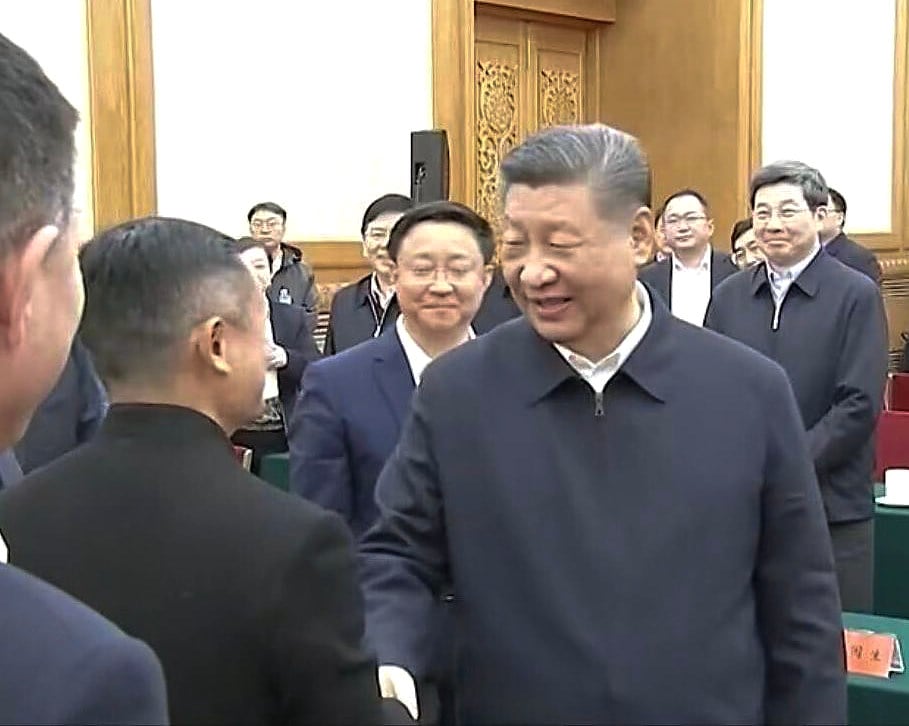 President Xi Jinping shakes hands with Alibaba founder Jack Ma at a meeting with China’s private-sector leaders. Alibaba owns the South China Morning Post. Photo: CCTV