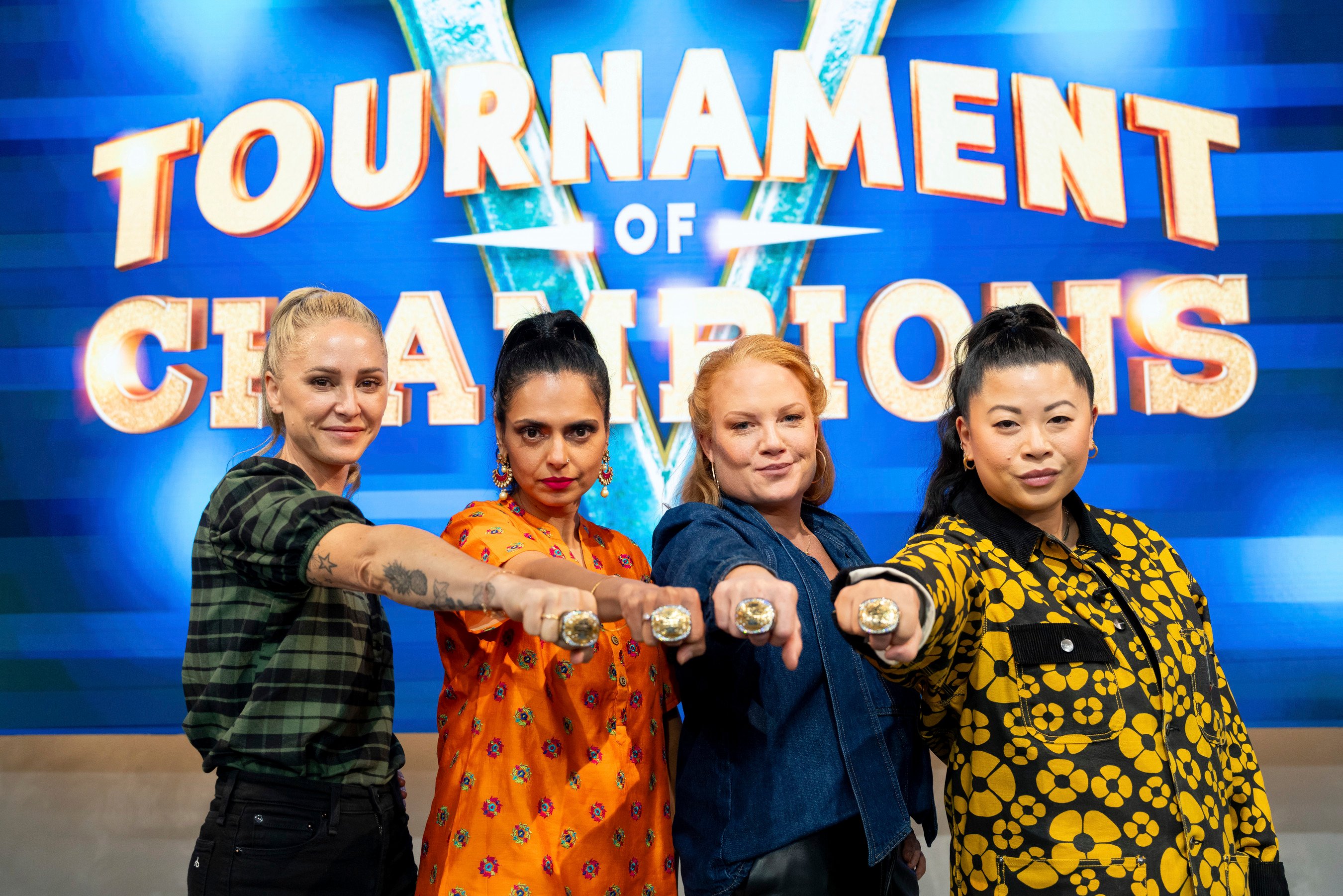 (From left) Brooke Williamson, Maneet Chauhan, Tiffani Faison and Mei Lin, all winners of Food Network’s Tournament of Champions. Photo: AP