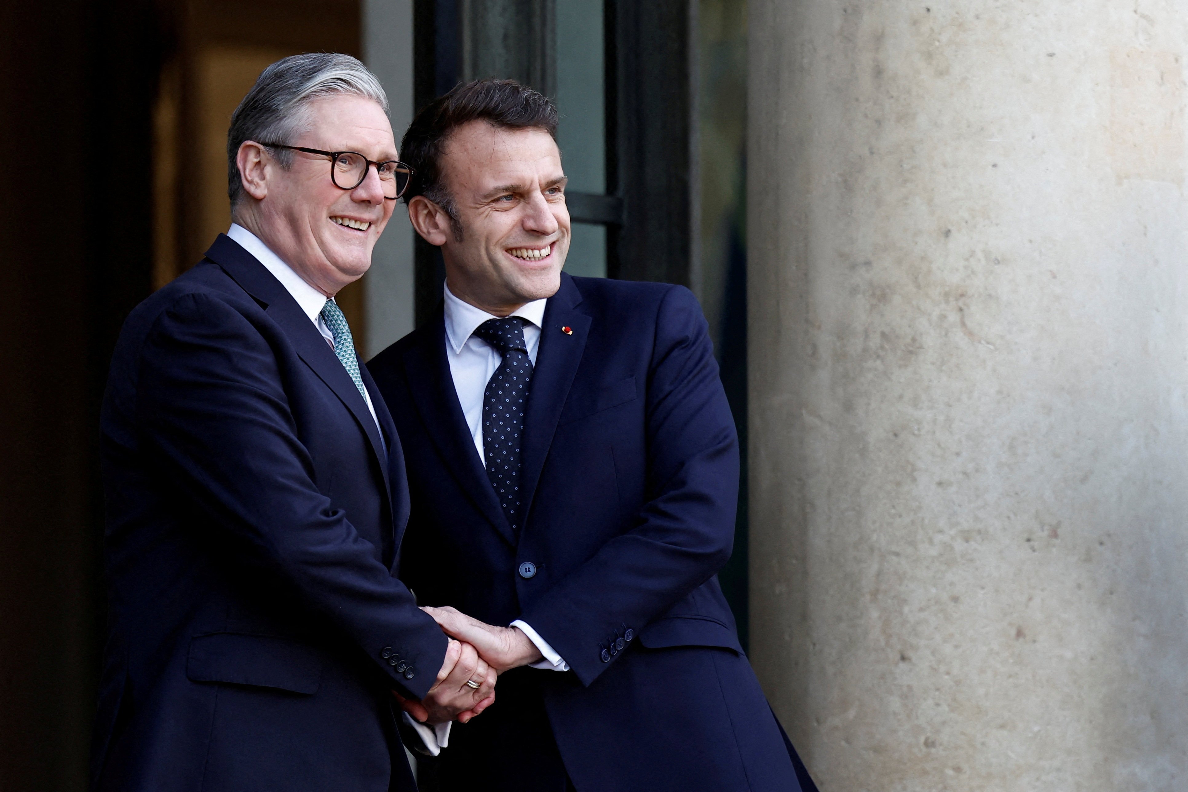 French President Emmanuel Macron and Britain’s Prime Minister Keir Starmer in Paris on Monday. Photo: Reuters