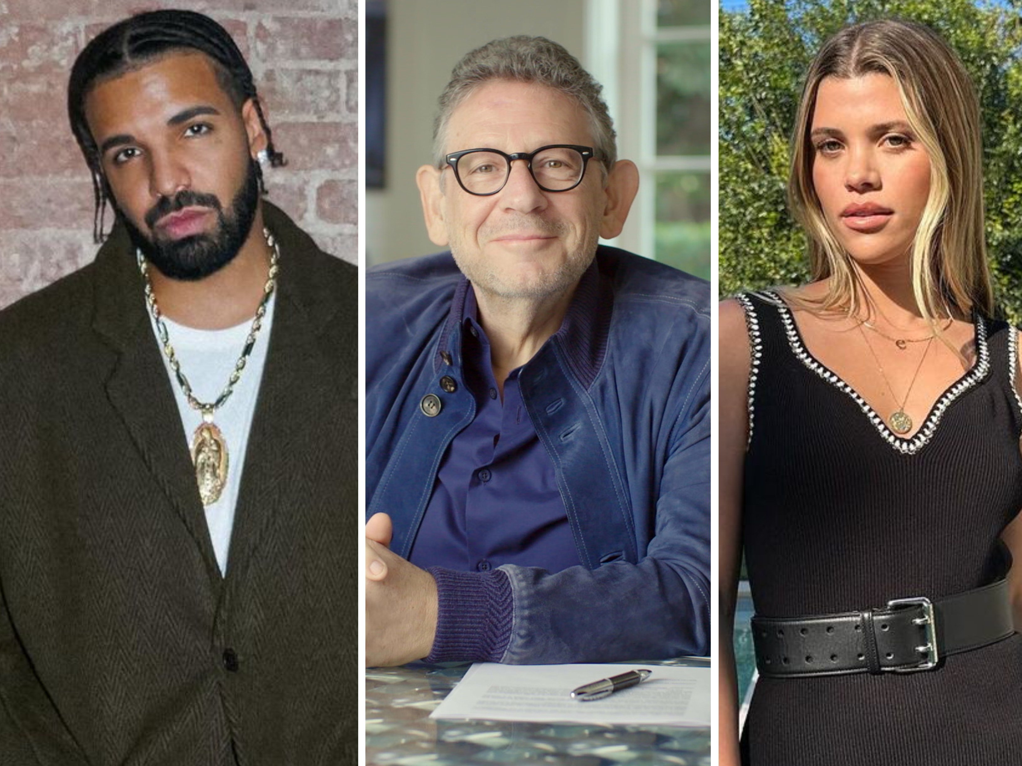 Meet Universal Music Group’s Lucian Grainge, who’s now connected to the Kendrick Lamar and Drake feud through his daughter-in-law Sofia Richie. Photo: @sofiarichiegrainge, @champagnepapi/Instagram, UMG