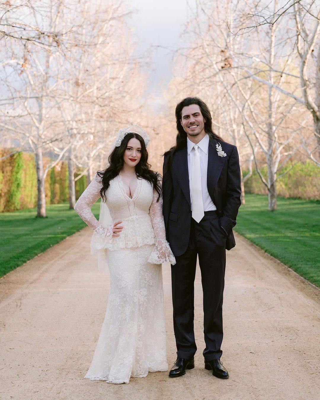 Kat Dennings wore vintage Alexander McQueen for her wedding with musician Andrew W.K. Photo: @katdenningsss/Instagram