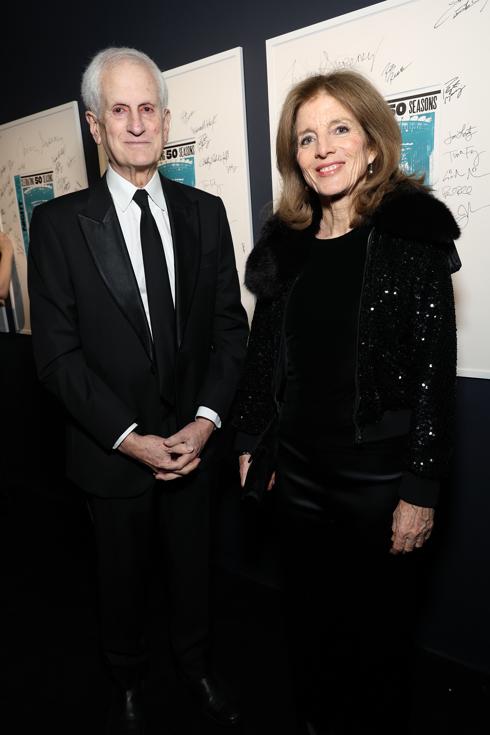 Artist Edwin Schlossberg and his wife Caroline Kennedy made a rare appearance for Saturday Night Live’s 50th anniversary event in New York, on February 16. Photo: NBC via Getty Images