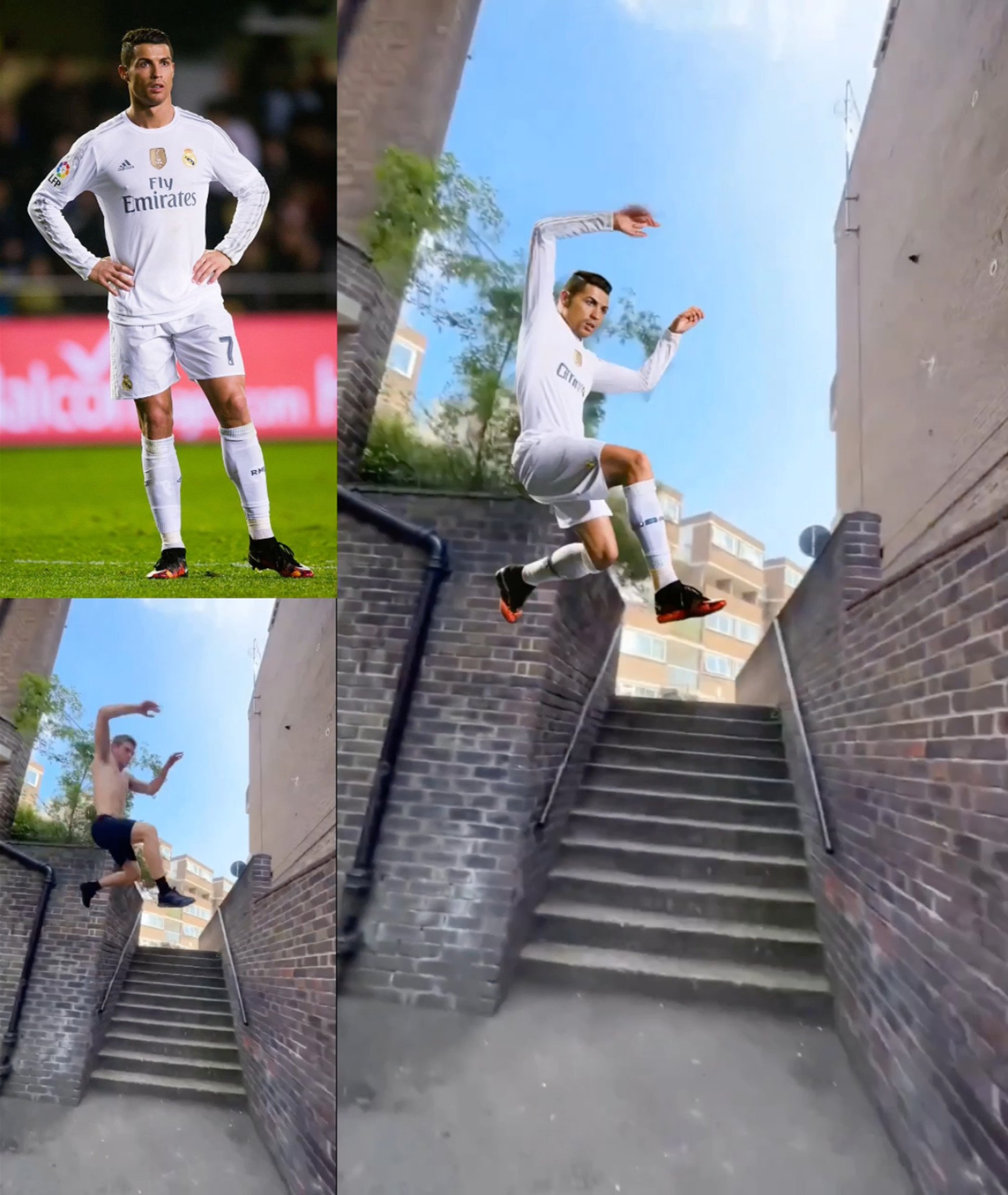 Using a still image of Portuguese football superstar Cristiano Ronaldo, Animate Anyone 2 enables his likeness to replace the parkour performer in this video clip. Photo: SCMP