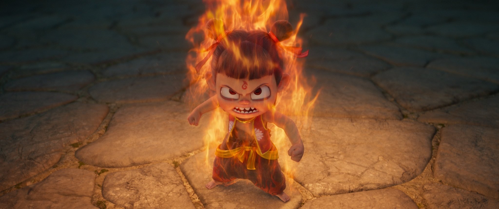 The titular character (voiced by Lü Yanting) in a still from Ne Zha 2 (category I, Mandarin), directed by Jiaozi.

