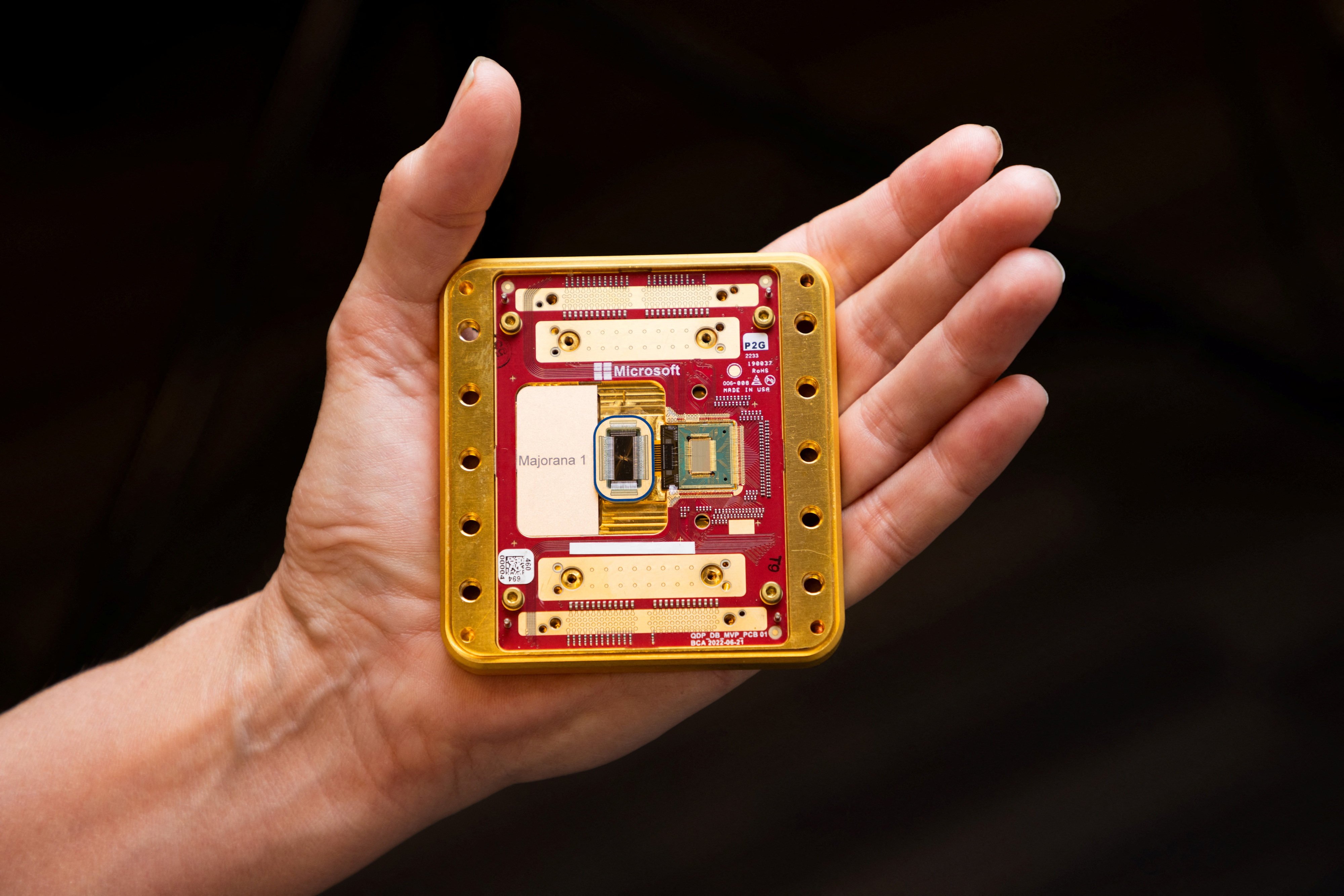 Microsoft’s Majorana 1 quantum computing chip. Photo: Handout