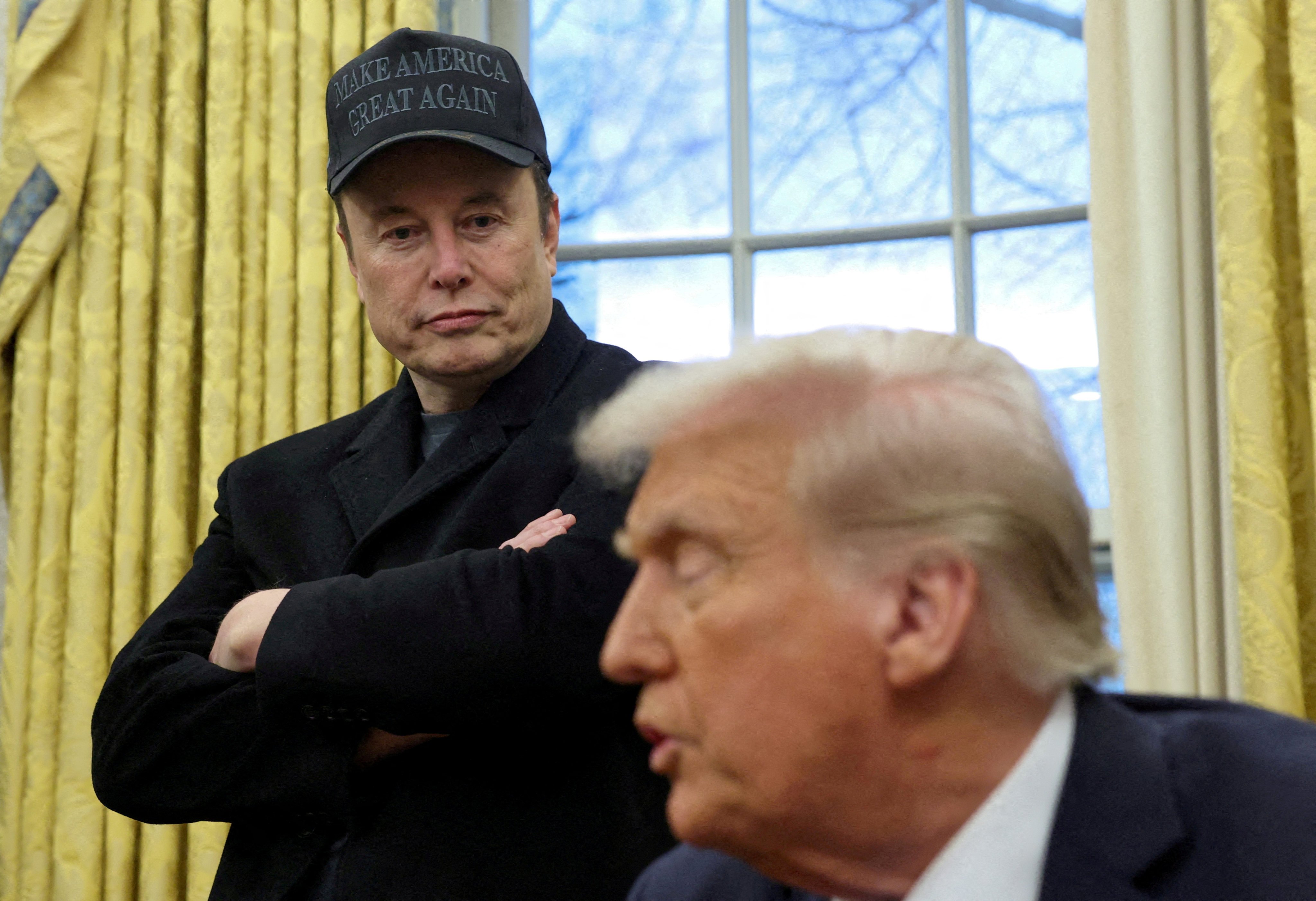 Elon Musk and US President Donald Trump in the Oval Office of the White House in Washington on February 11. Photo: Reuters