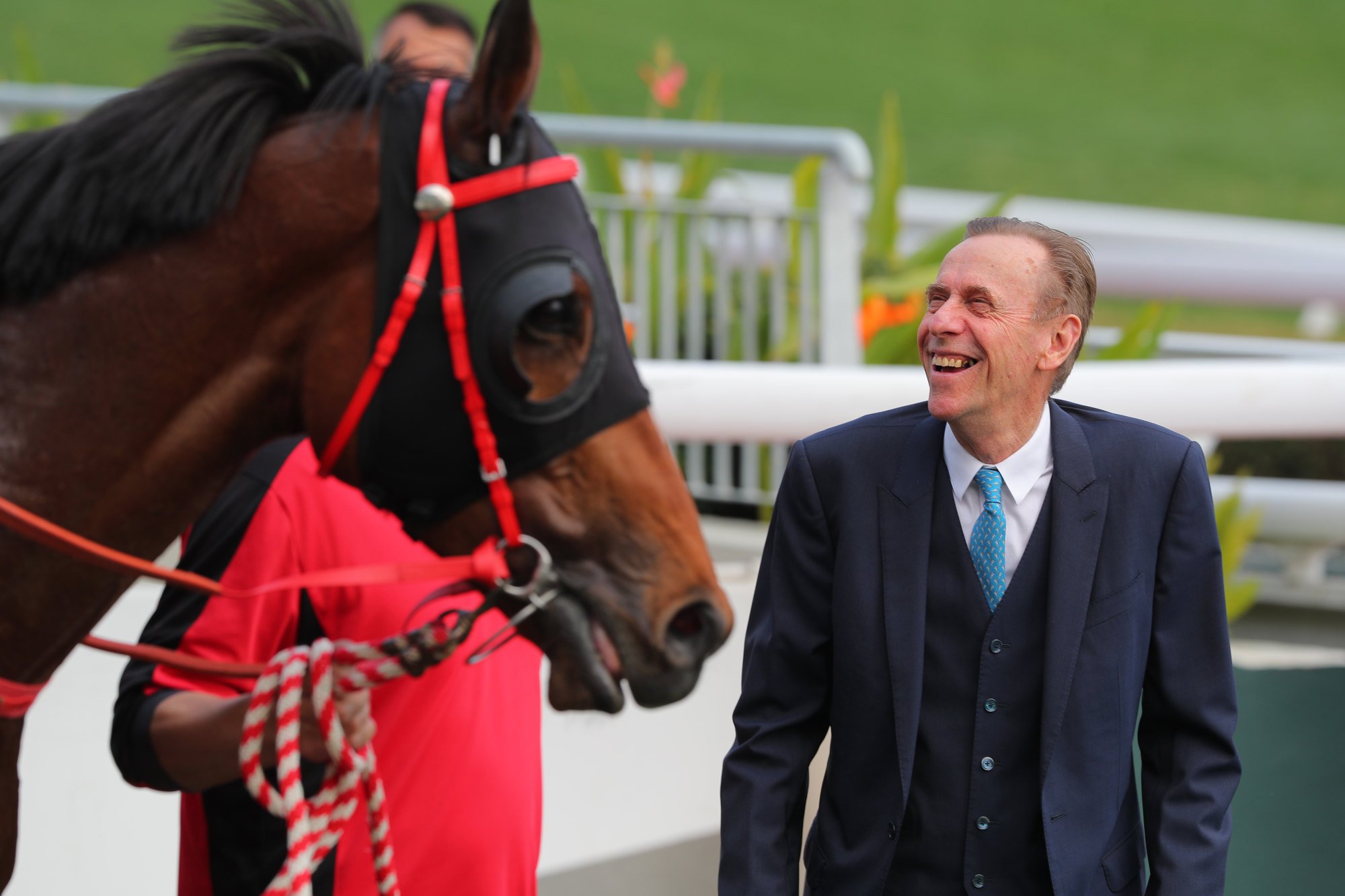 Trainer John Size enjoys a recent winner.