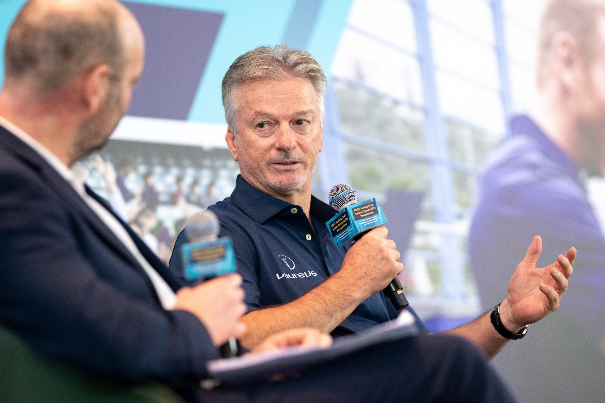 Steve Waugh in conversation during the Laureus Sport for Good Mental Health and Wellbeing Forum. Photo: Laureus