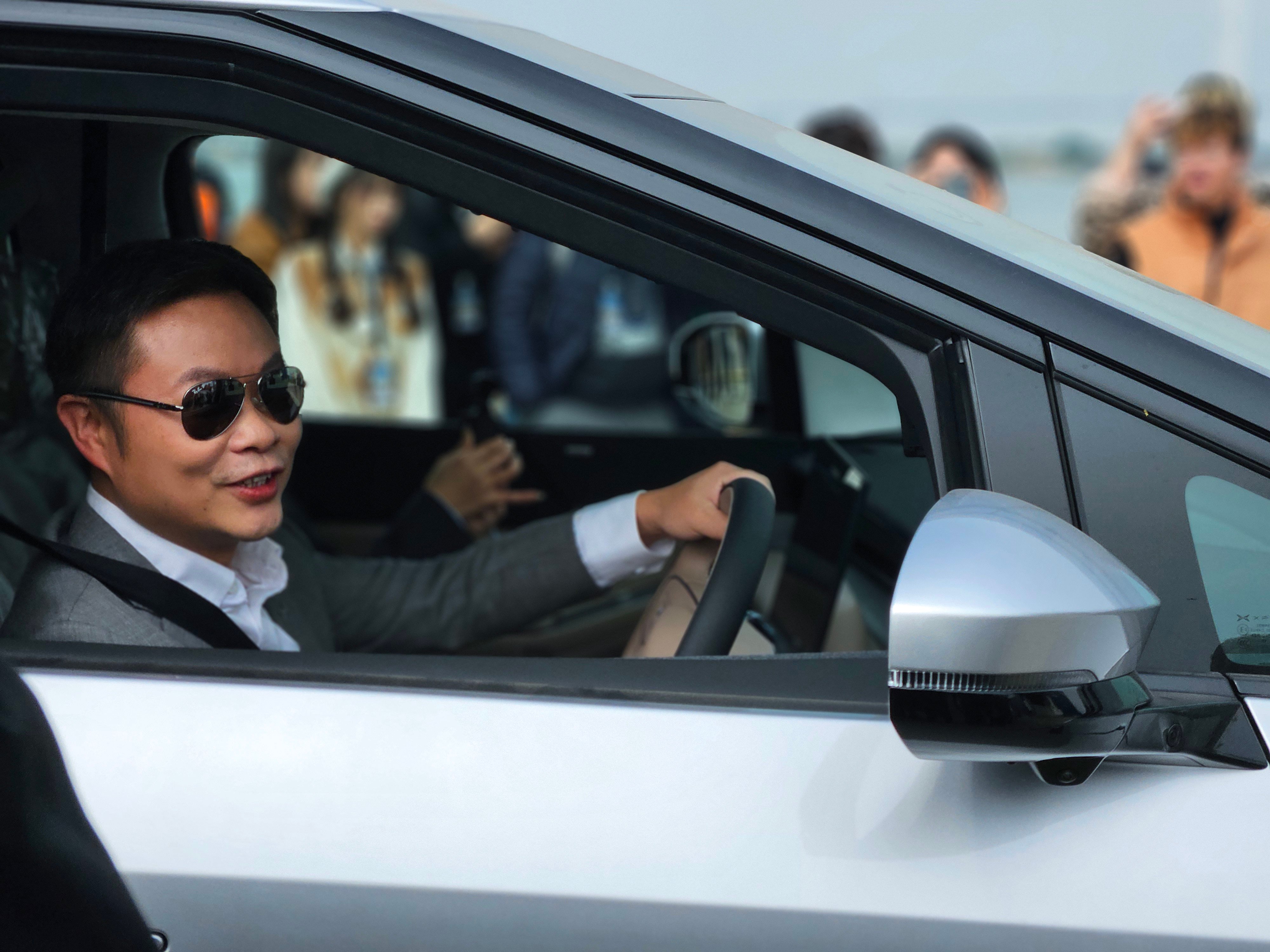 He Xiaopeng, chairman and CEO of Xpeng, drives a right-hand version of the X9 in Guangzhou, Guangdong province, on Saturday. Photo: Coco Feng