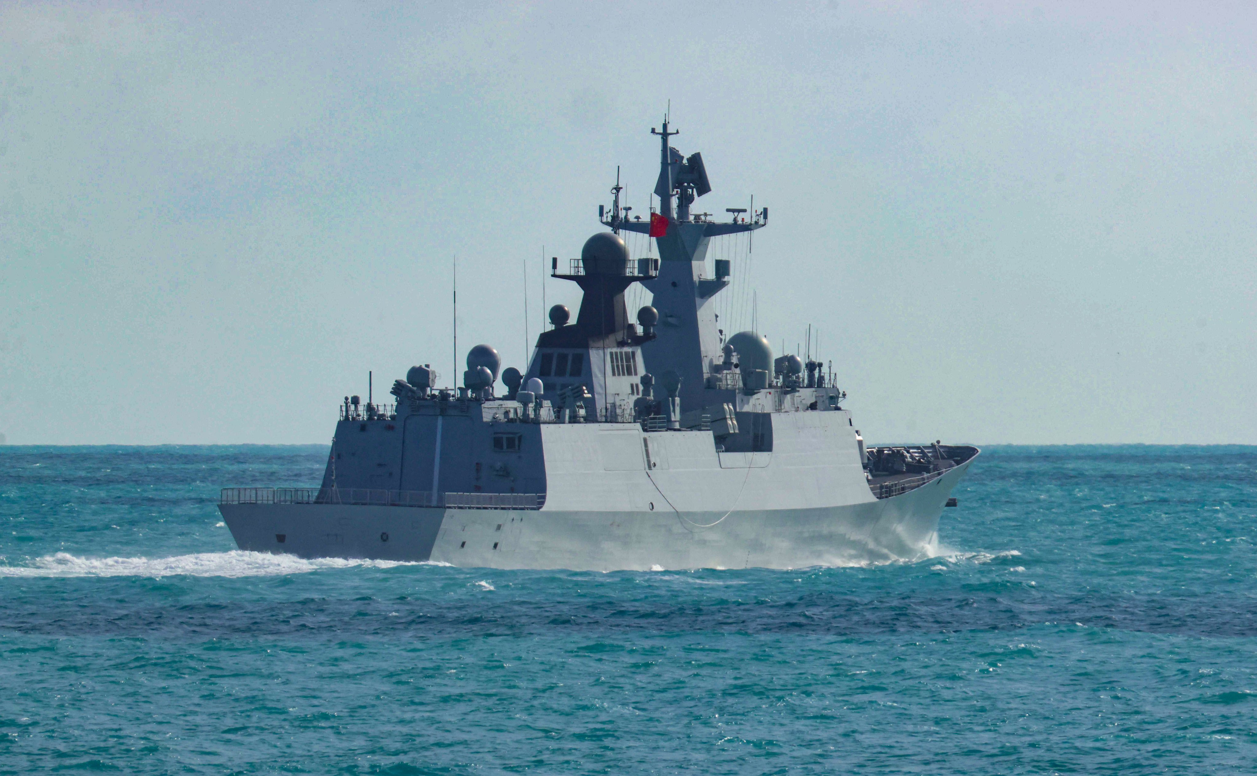 PLA Navy frigate the Hengyang, part of a task group operating to the north east of Australia, as pictured on February 11. Photo: Handout via AFP