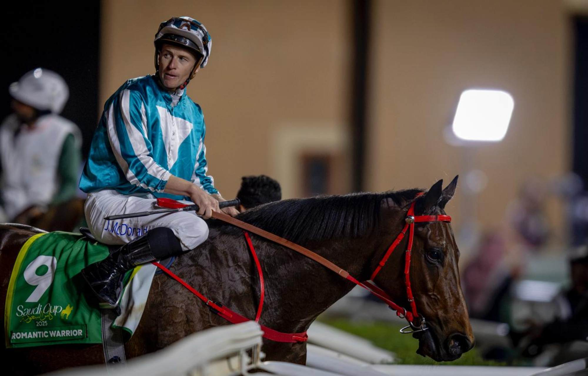 James McDonald and Romantic Warrior after their brave second in the Saudi Cup.