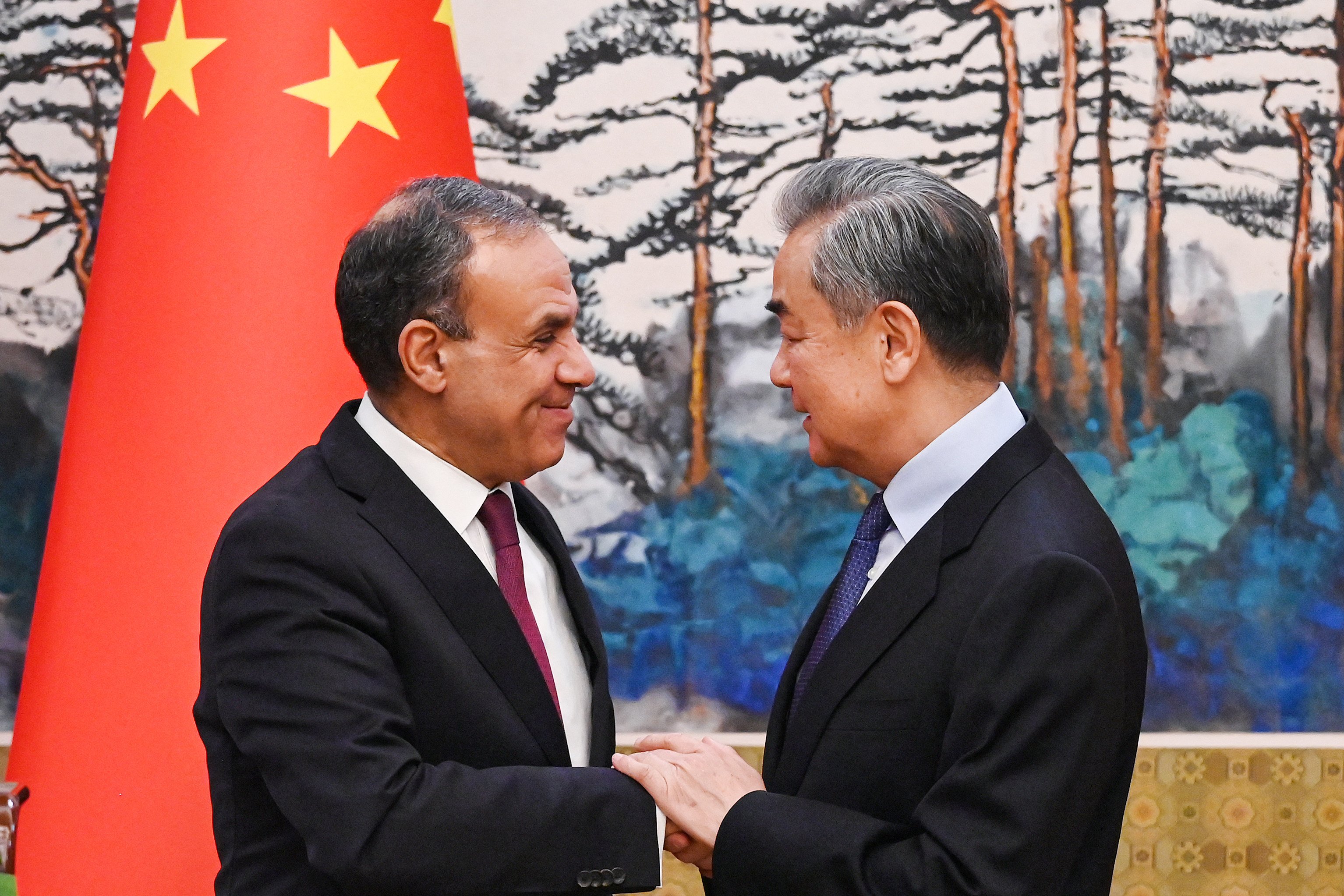 Egyptian Foreign Minister Badr Abdelatty (left) and his Chinese counterpart Wang Yi spoke by phone on Saturday. Photo: AFP