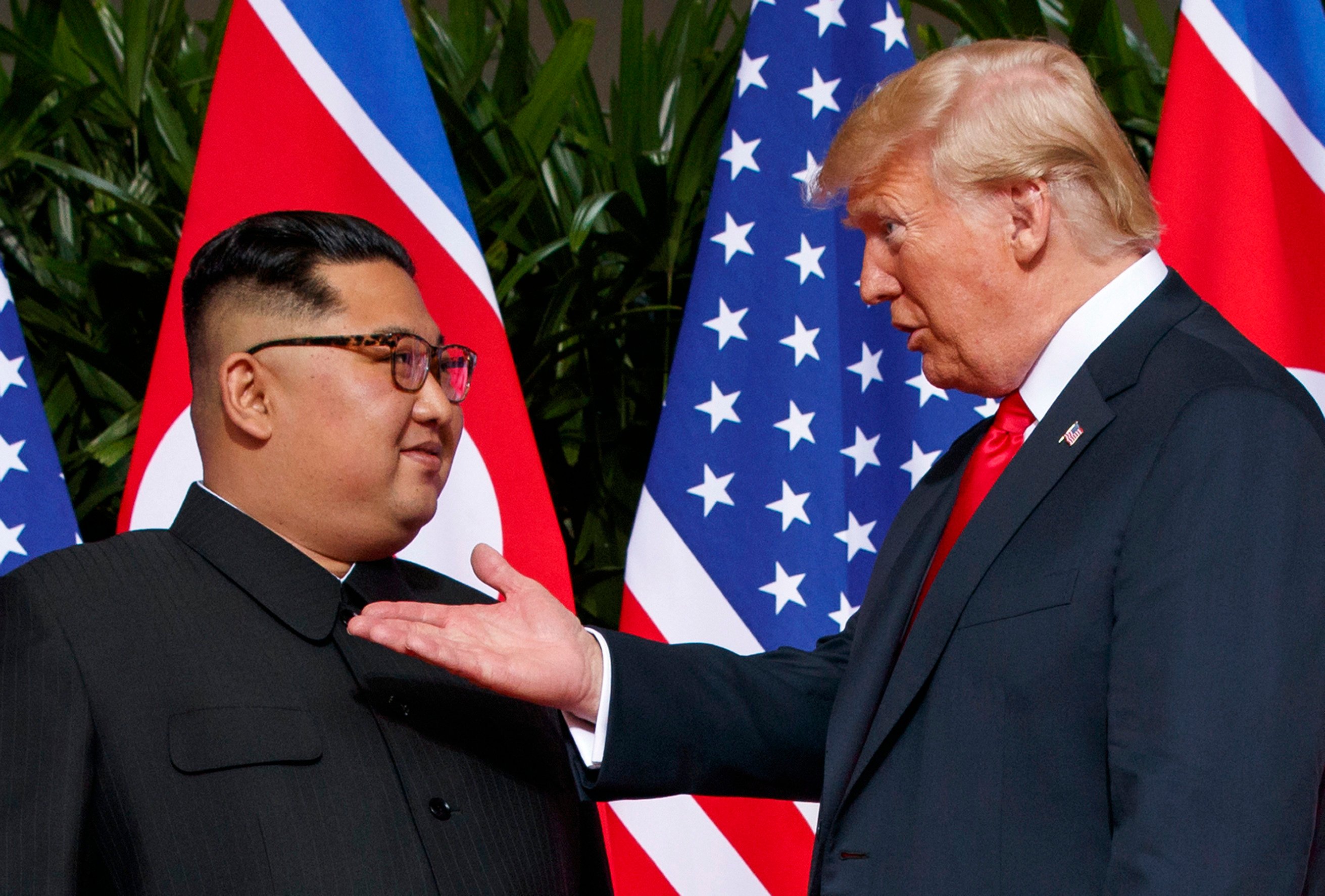 US President Donald Trump meets North Korean leader Kim Jong-un on Sentosa Island in Singapore on June 12, 2018. Photo: AP