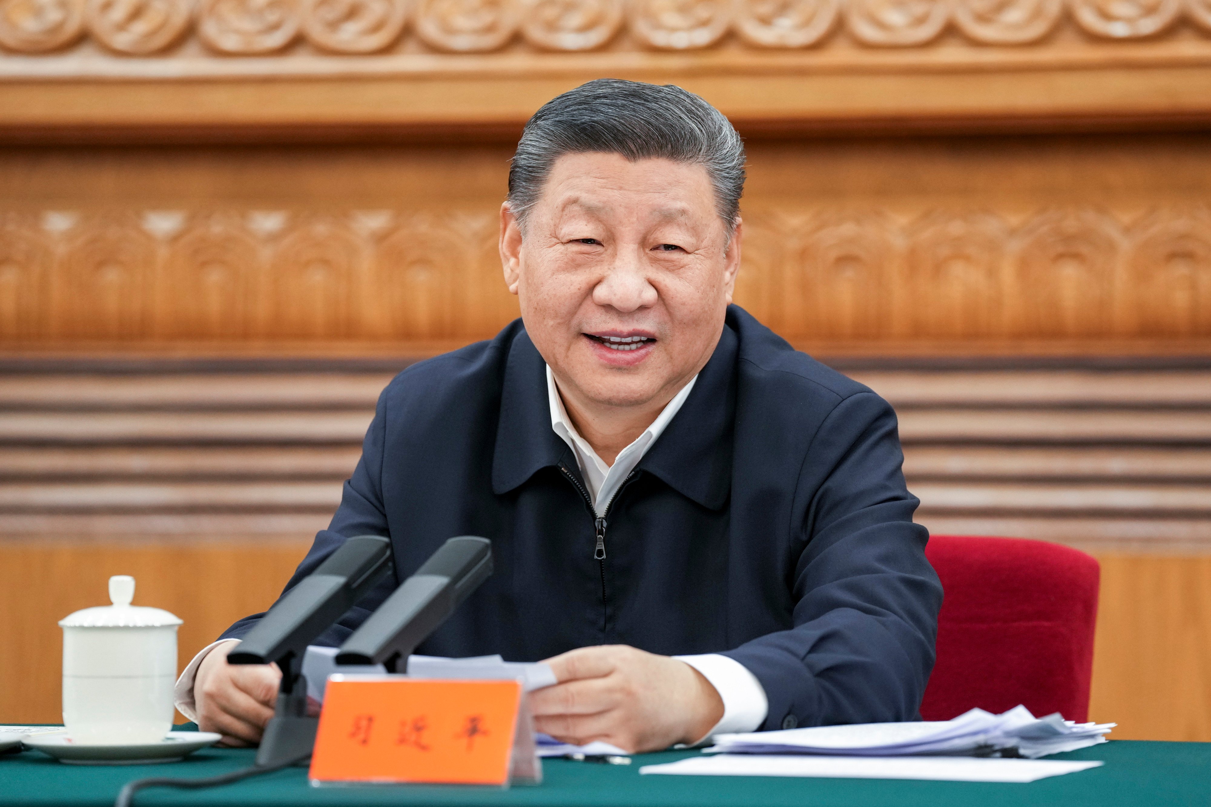 President Xi Jinping attends a symposium on the promotion of private enterprises in Beijing on February 17. Photo: Xinhua