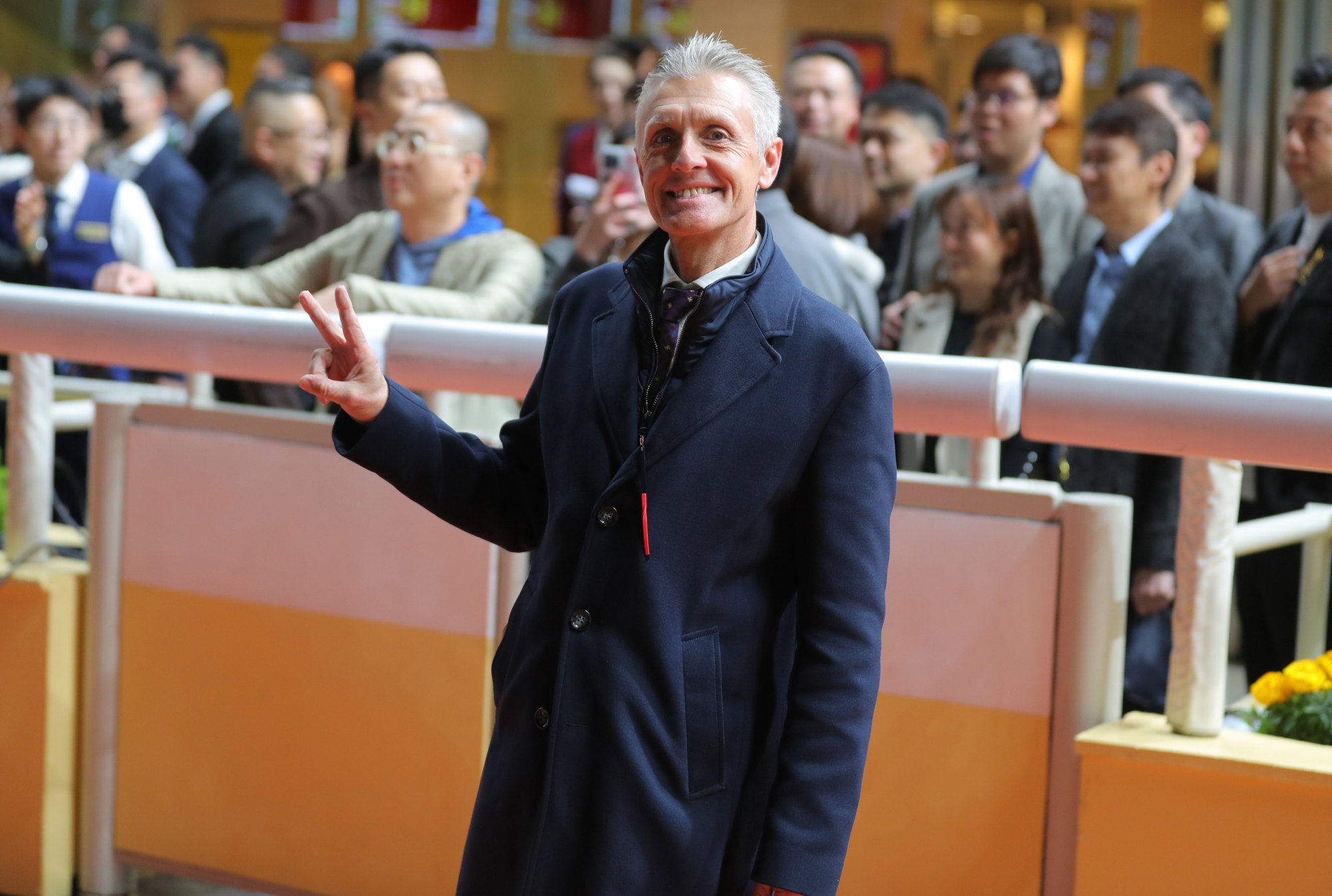 Trainer Mark Newnham enjoys a Happy Valley winner.