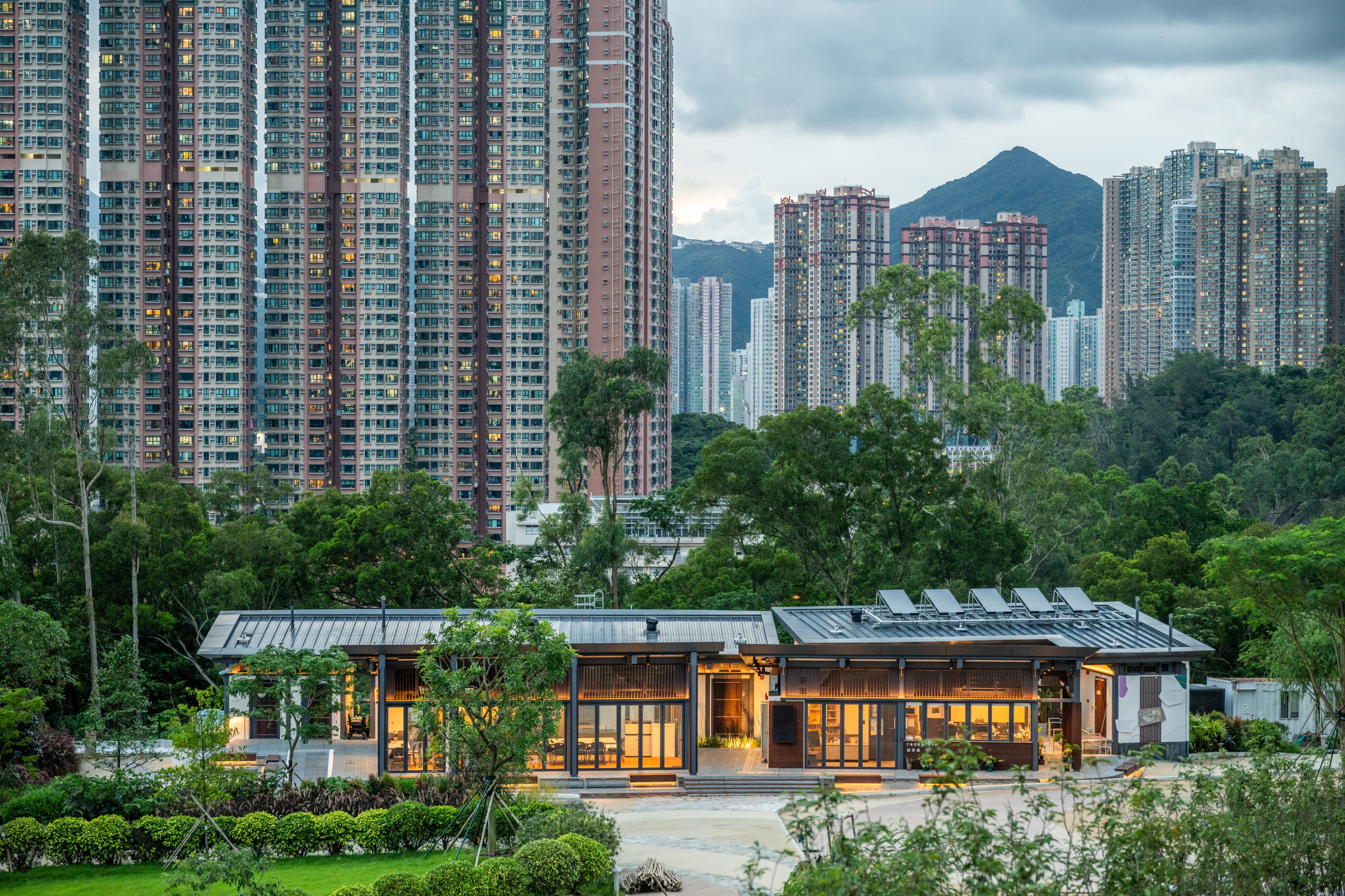 E-Co Village has been built on top of an old landfill in Tseung Kwan O, Hong Kong. Photo: AOS.Architecture